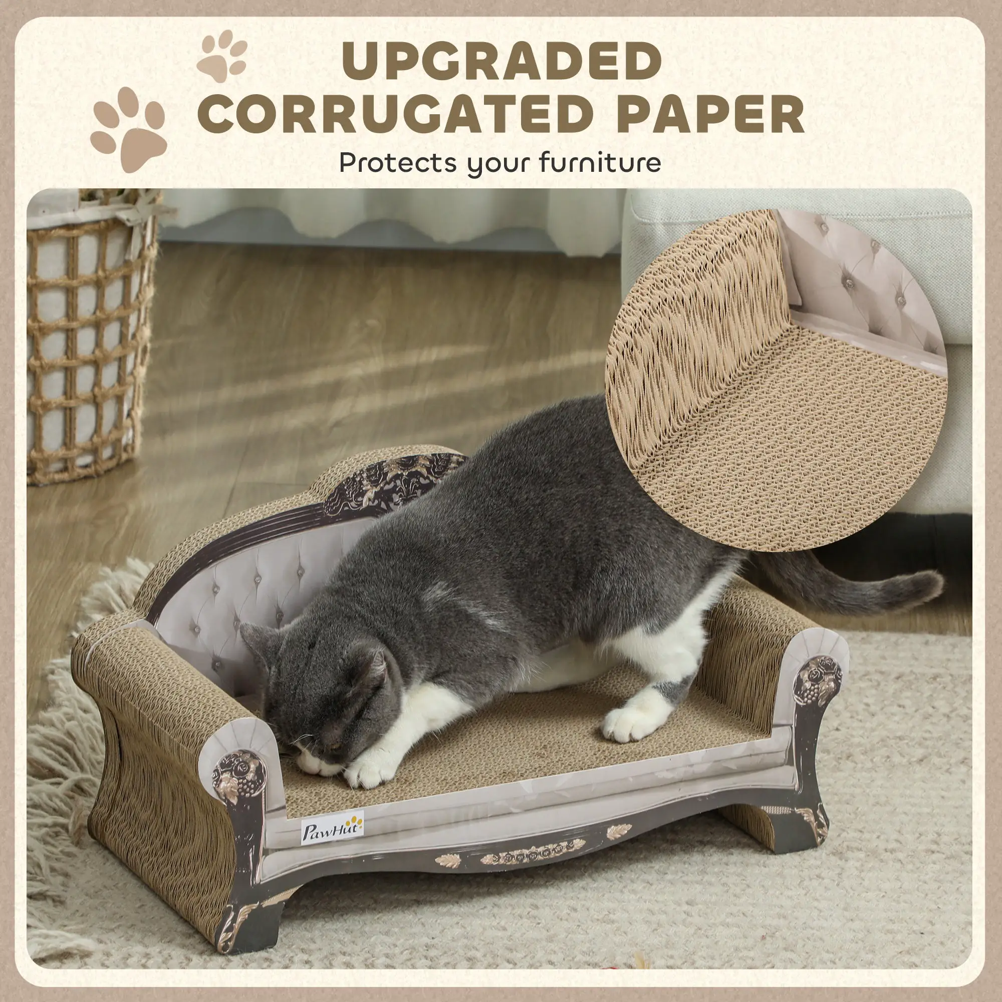 PawHut PawHut Cat Scratching Board with Organic Catnip for Indoor Cats, Brown - Cat Beds