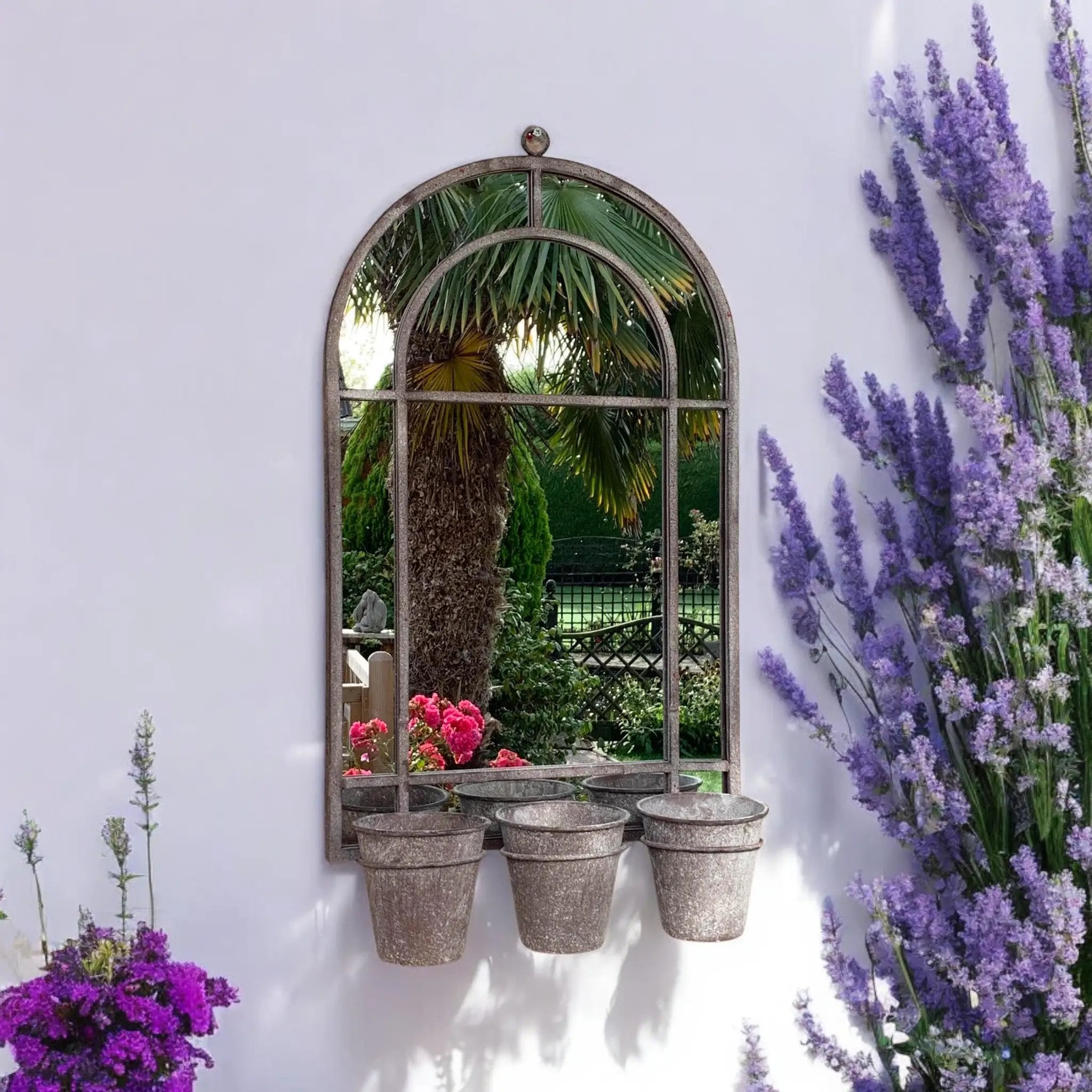 MSL 80CM WALL MIRROR WITH TRIPLE PLANTER - Planters