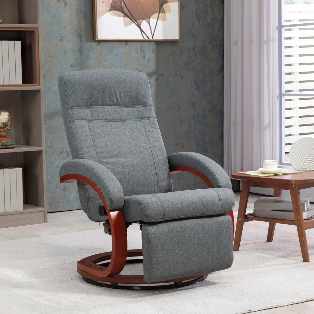 HOMCOM HOMCOM Manual Recliner Swivel Reclining Chair with Footrest Armrests Beige - Recliner