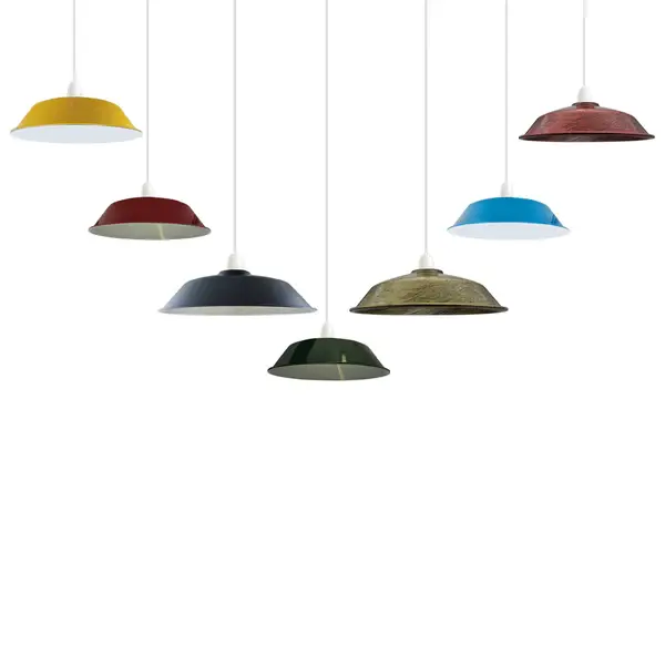 LEDSONE Burgundy Retro Vintage Lampshade Easy Fit E27 Base Industrial Pendant Metal 36cm Lamp Light - Pendant Lights