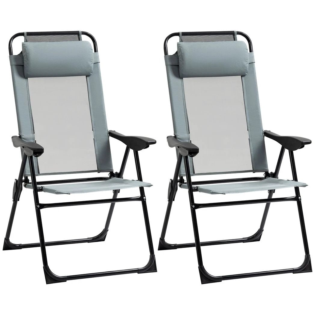 2 Portable Folding Recliner Outdoor Patio Chaise Lounge Chair with Backrest by Outsunny