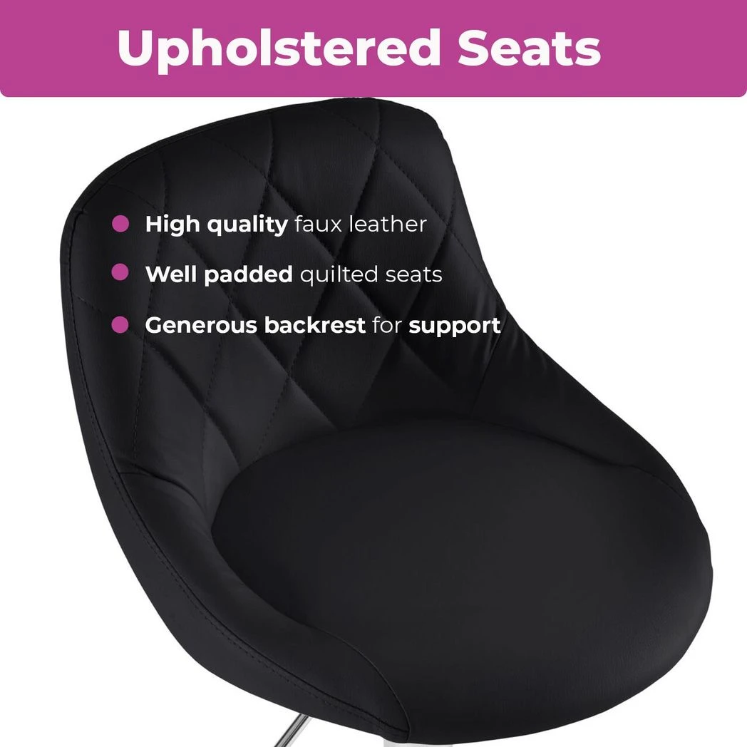 Neo Set of Two Black Leather Bar Stools by Neo