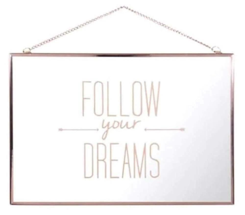 Wall Mirror 20cm X 30cm X 1cm Decorative Follow Your Dream Mirror by Aquarius
