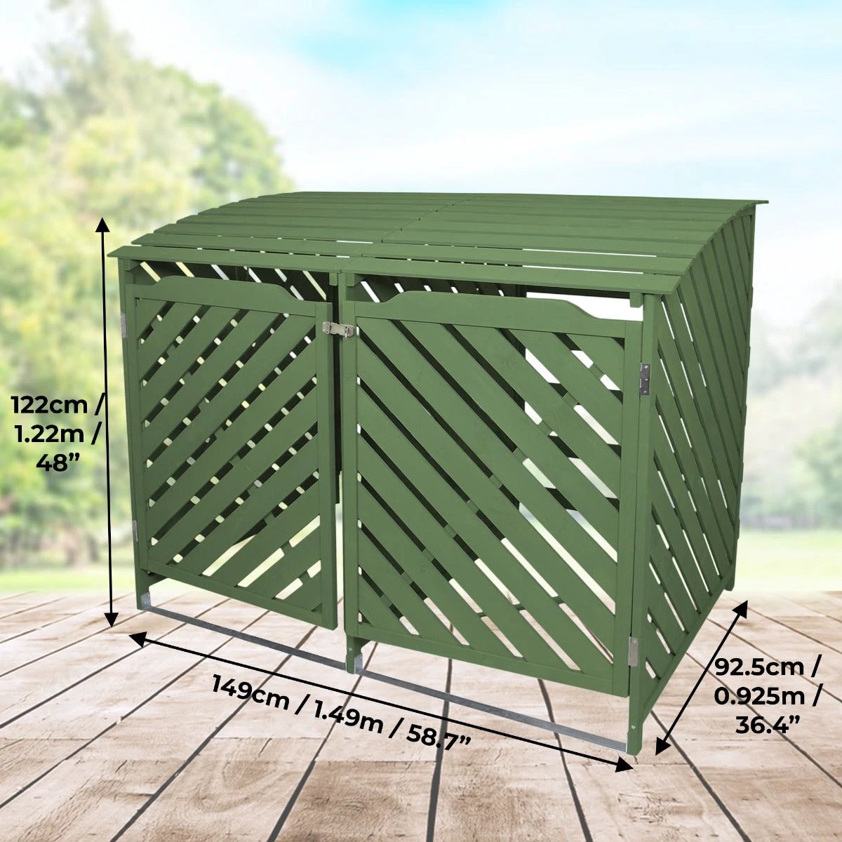 Sage Green Double Wheelie Bin Storage by Monster Shop