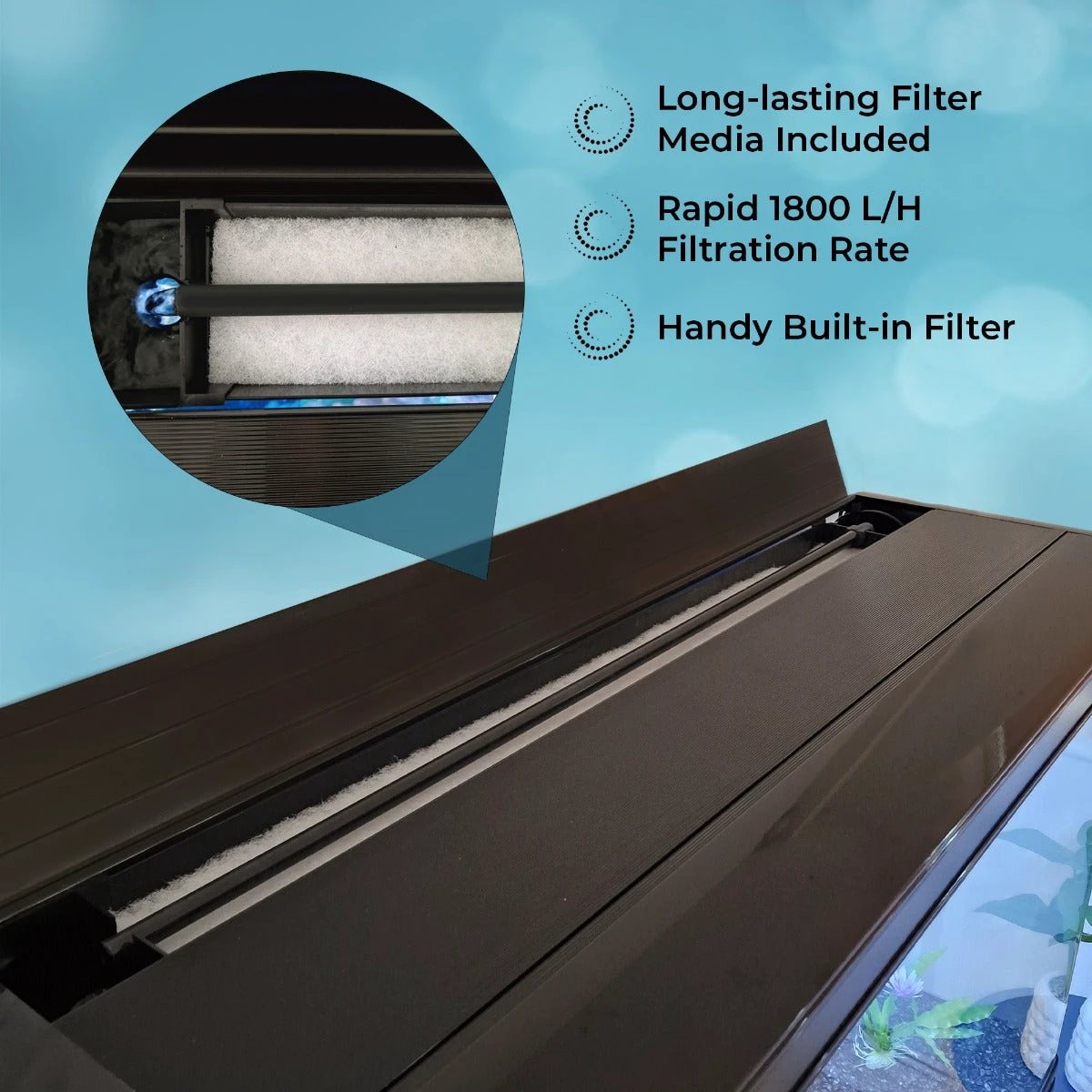 Aquarium Fish Tank & Cabinet with Complete Starter Kit - Black Tank & Blue Gravel by Monster Shop