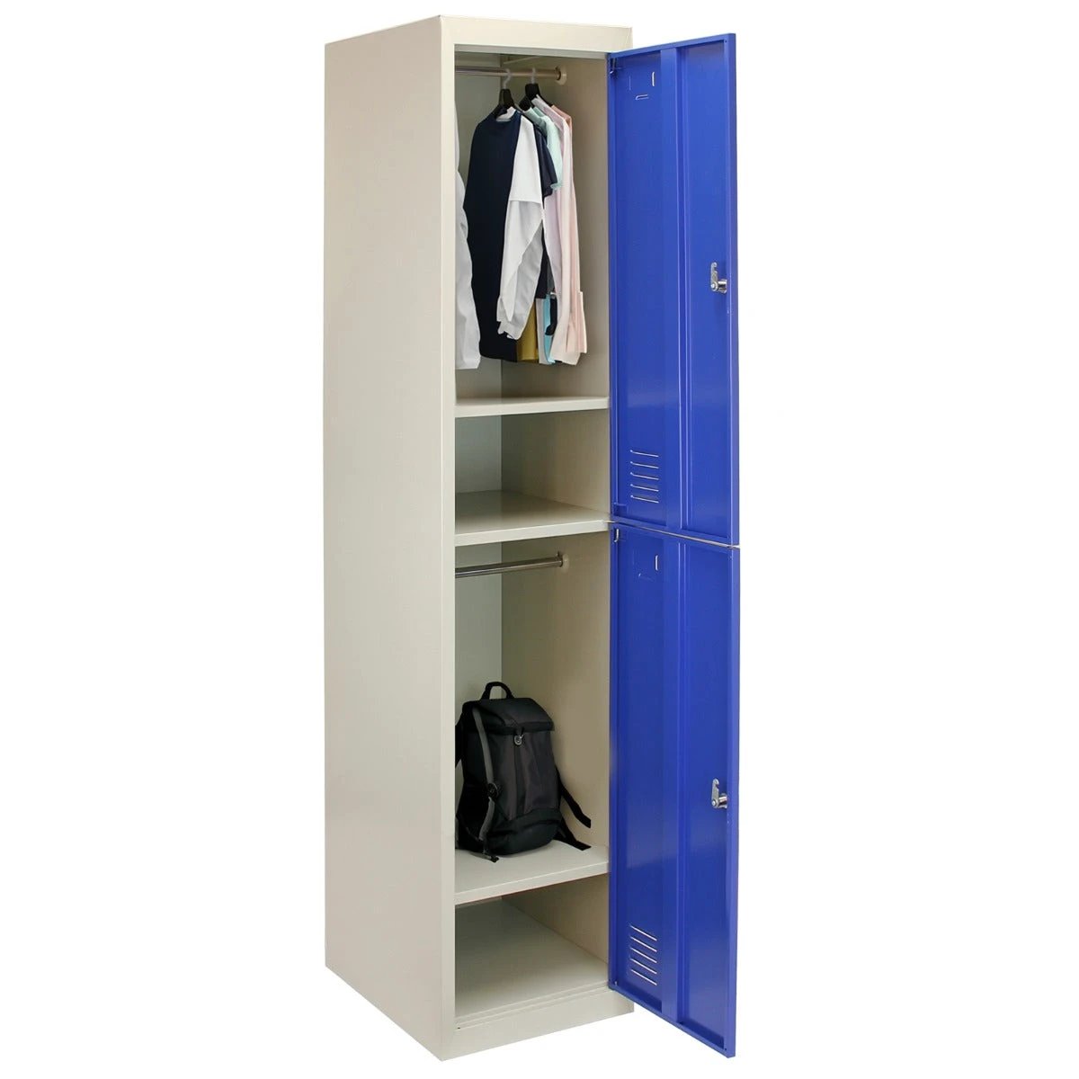 Metal Storage Lockers - Two Doors, Flatpacked, Blue by Monster Shop