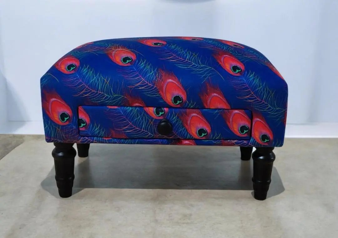 MSL FEATHER FABRIC FOOTSTOOL WITH DRAWER - Footstool