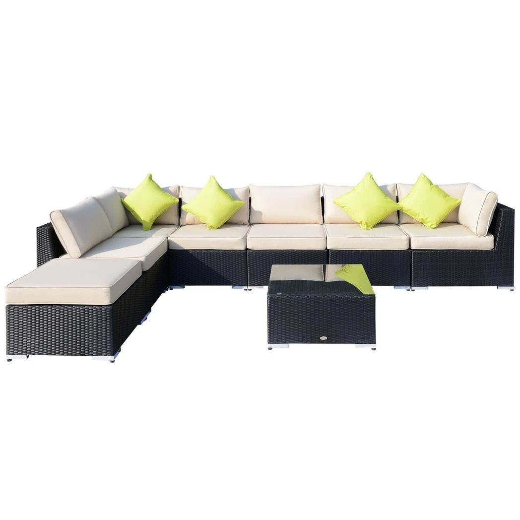 8 Pcs Rattan Sofa Set W/Cushions by Outsunny