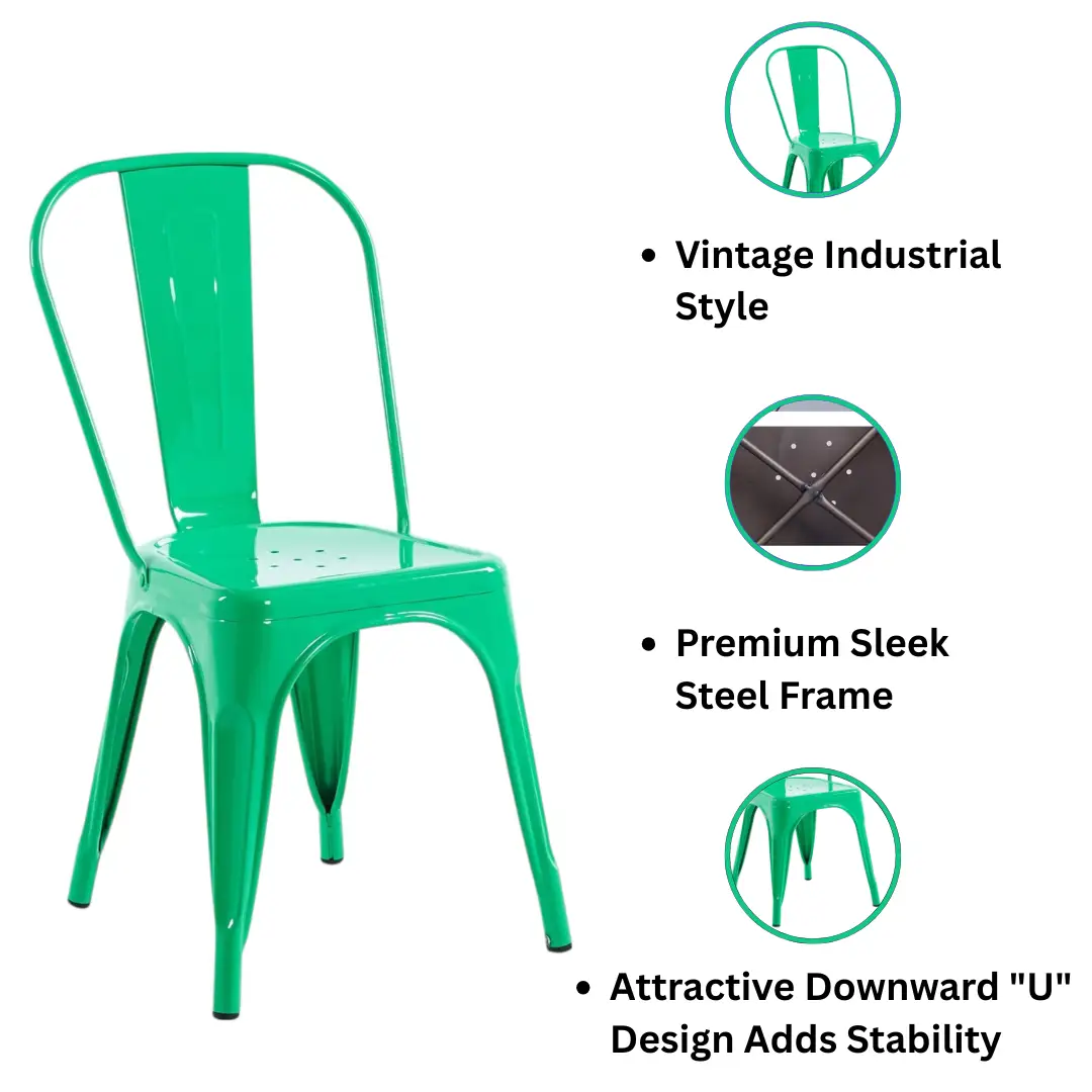 MSL 85CM GREEN METAL DINING CHAIR - Dining Chairs