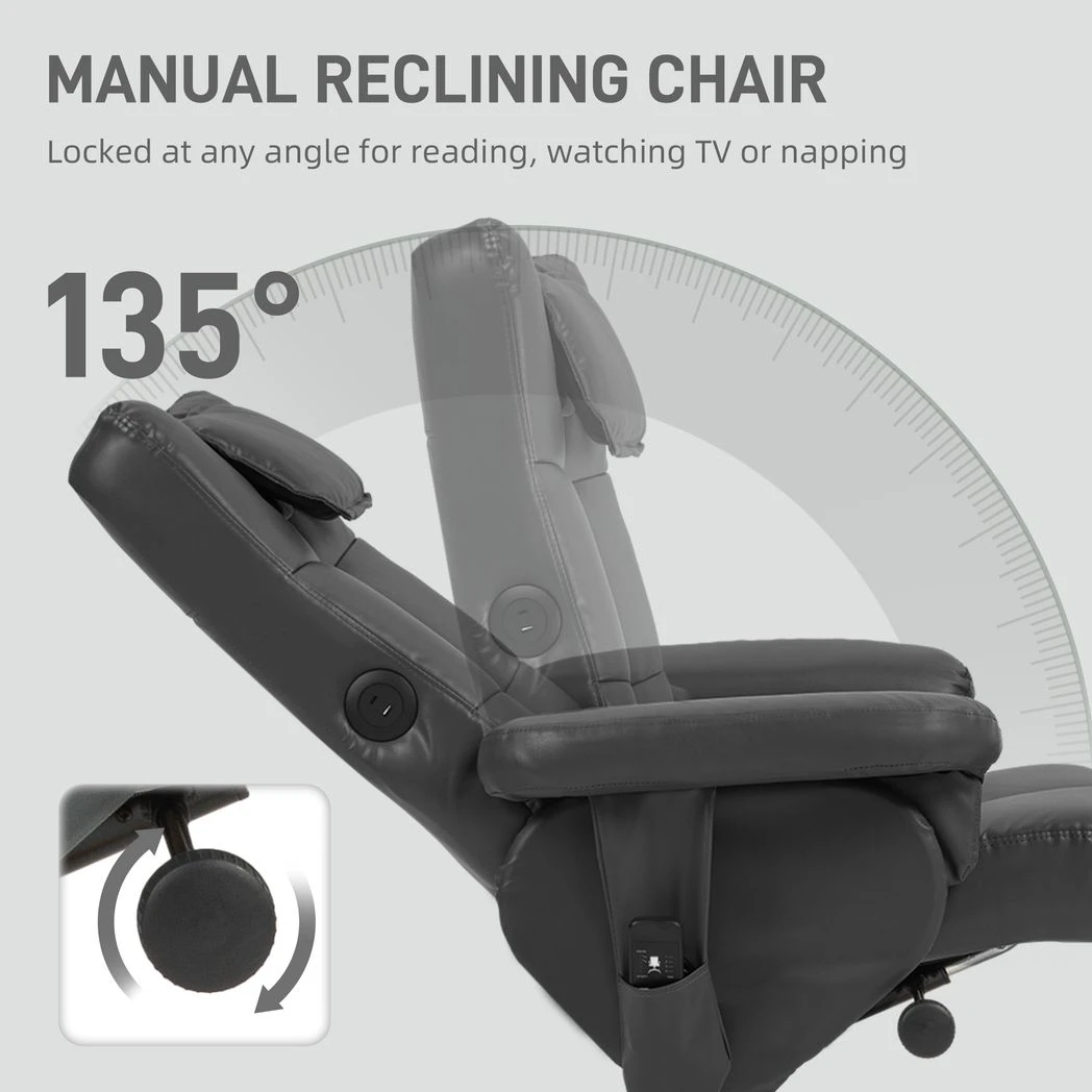 HOMCOM Massage Recliner Chair with Footstool and Hidden Storage - Recliner