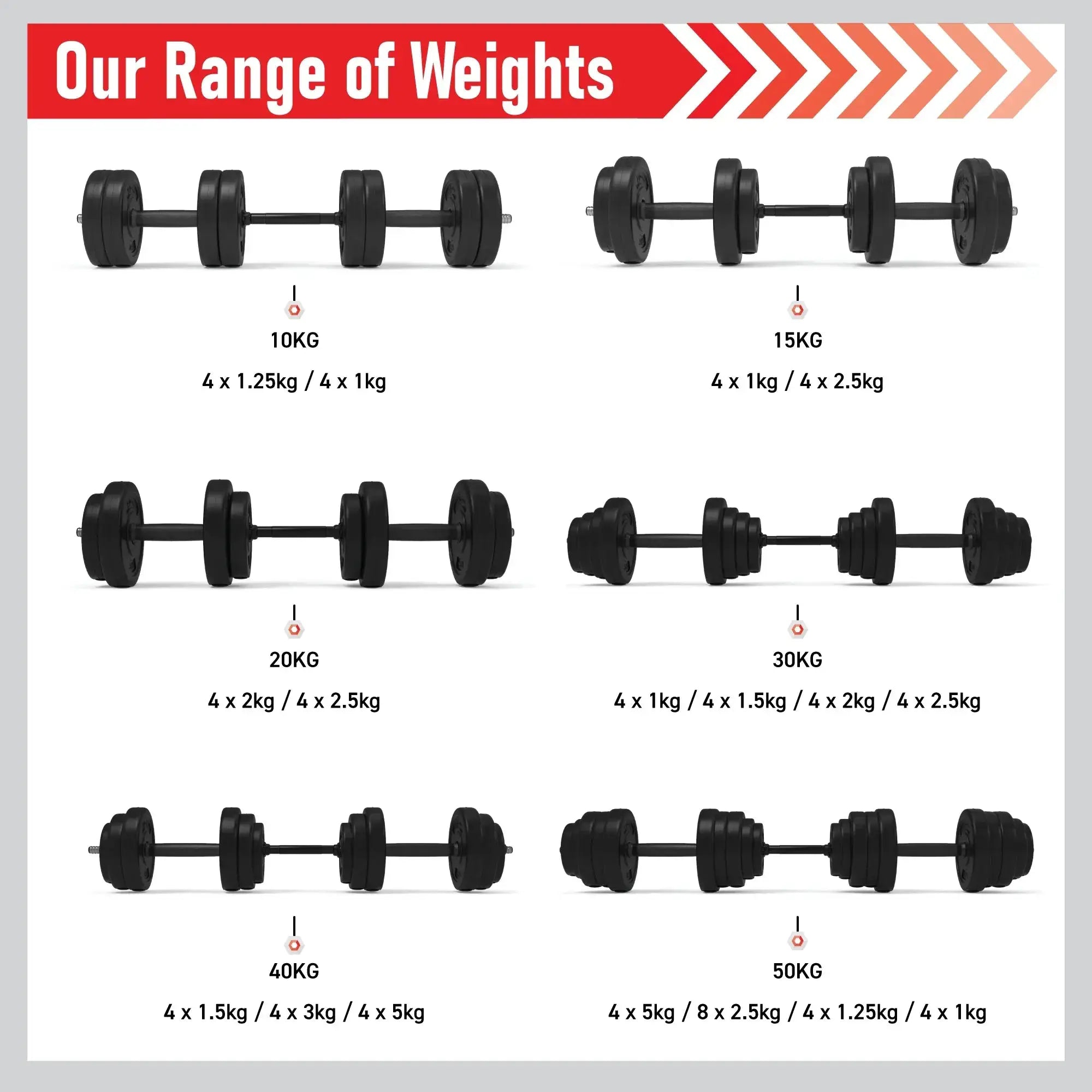 Monster Shop Body Revolution Vinyl Adjustable Dumbbell Set (10kg - 50kg) -