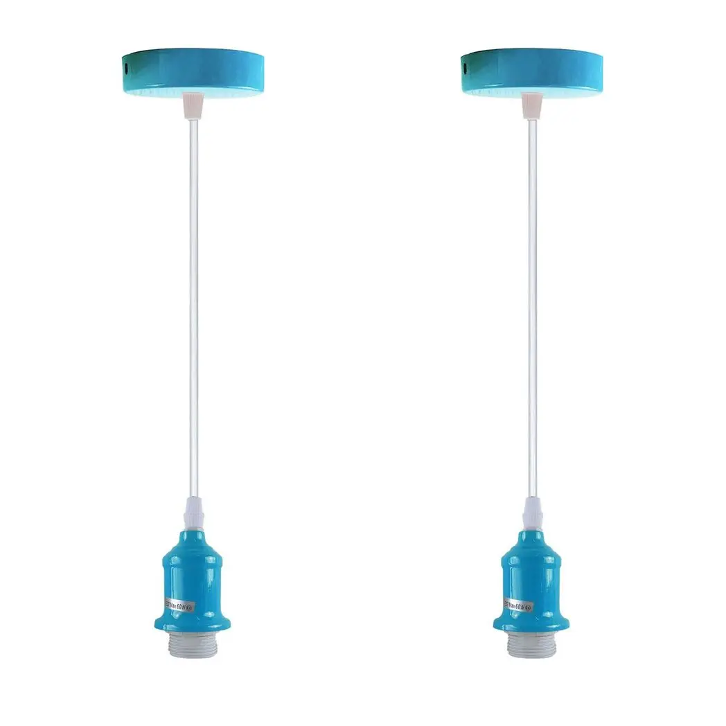 LEDSONE 2 Pack Industrial Pendant Light Fitting, lampshade addable E27 Lamp Holder Fitting Set with PVC Cable - Pendant Lights