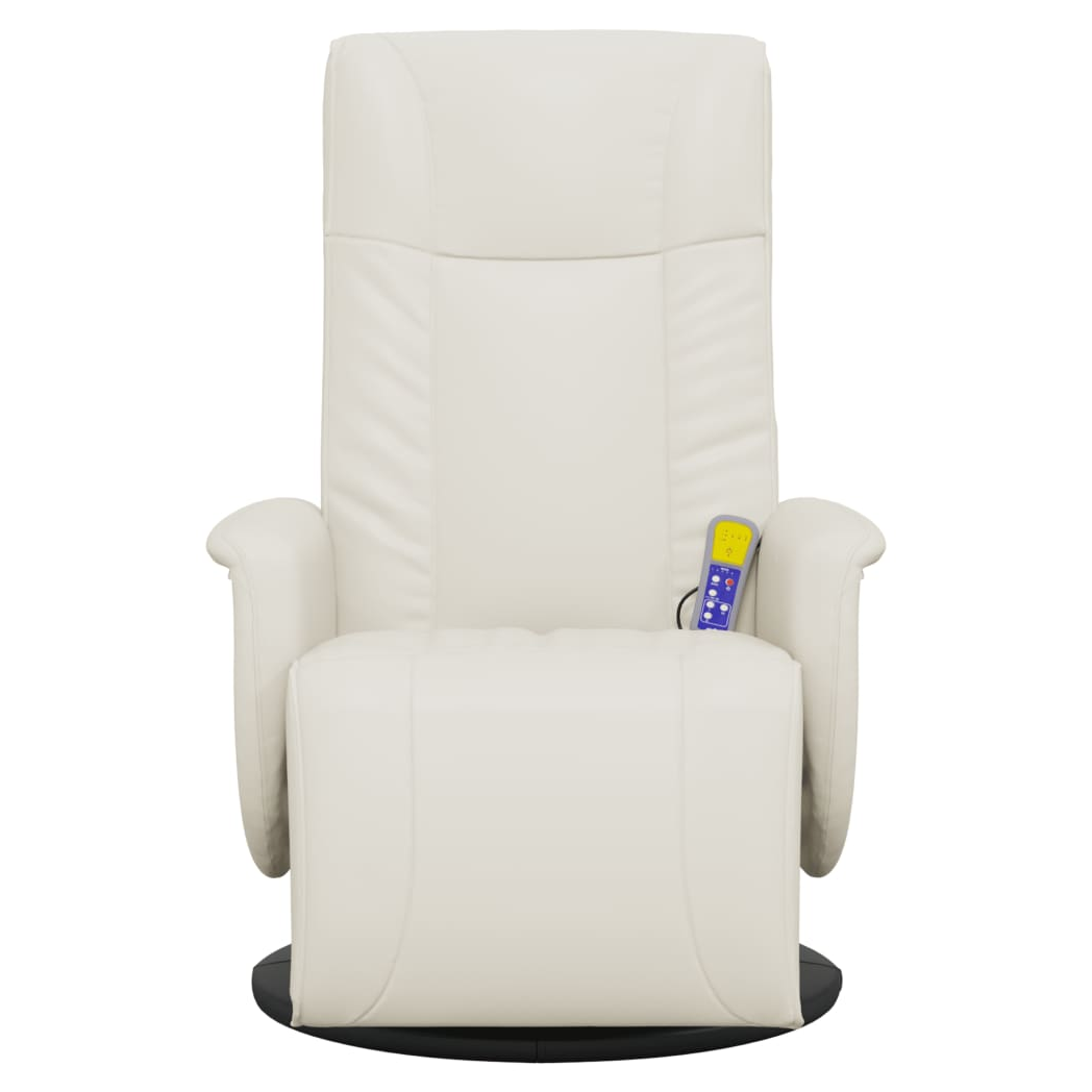 VidaXL Massage Recliner Chair Footrest Cream Leather by vidaXL