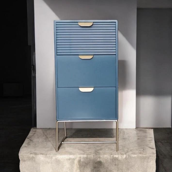 MSL BlueWood Nightstand 64cm 3-Drawer Storage Bedroom - Bedside Table