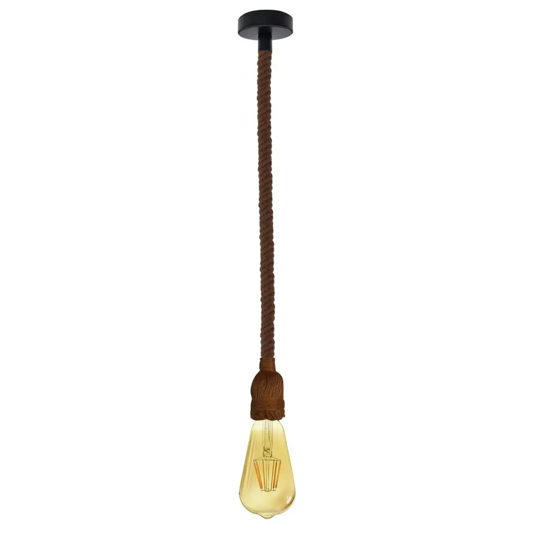LEDSONE Vintage Ceiling Pendant Light 1m Brown Colour Hemp Rope Hanging Lamp Lights - Pendant Lights