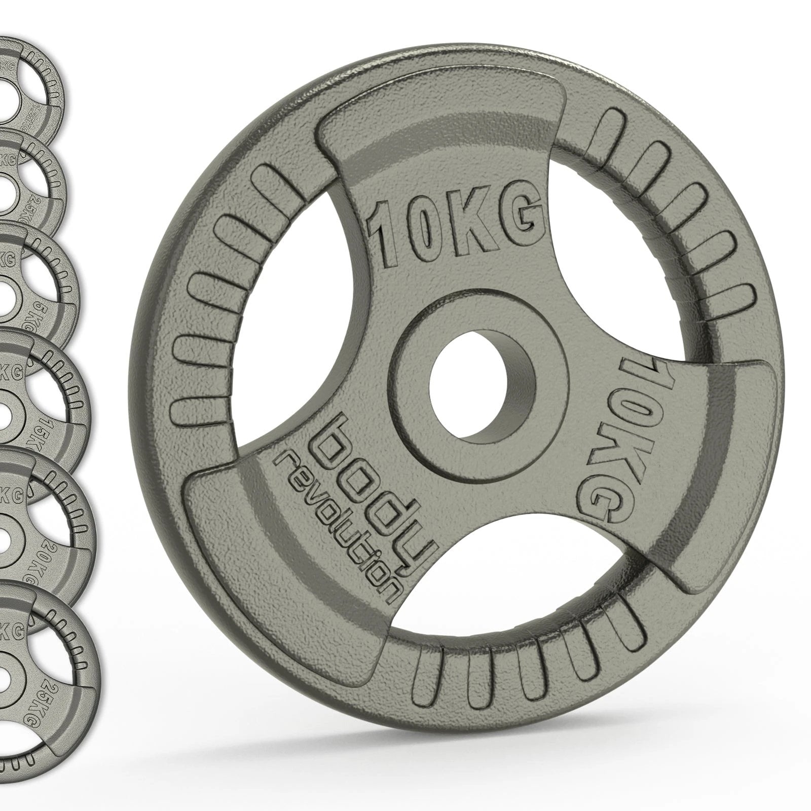Olympic Tri Grip Cast Iron Weight Plates - Pairs & Sets by Monster Shop