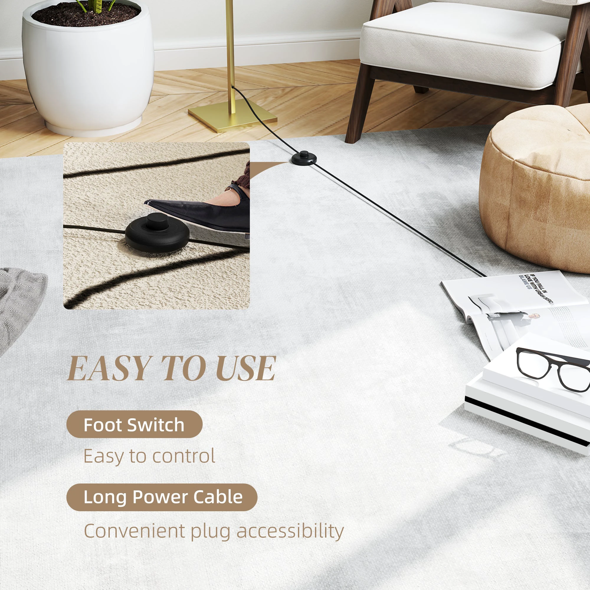 HOMCOM LED Floor Lamp 3 Adjustable Brightness for Living Room - Lamp
