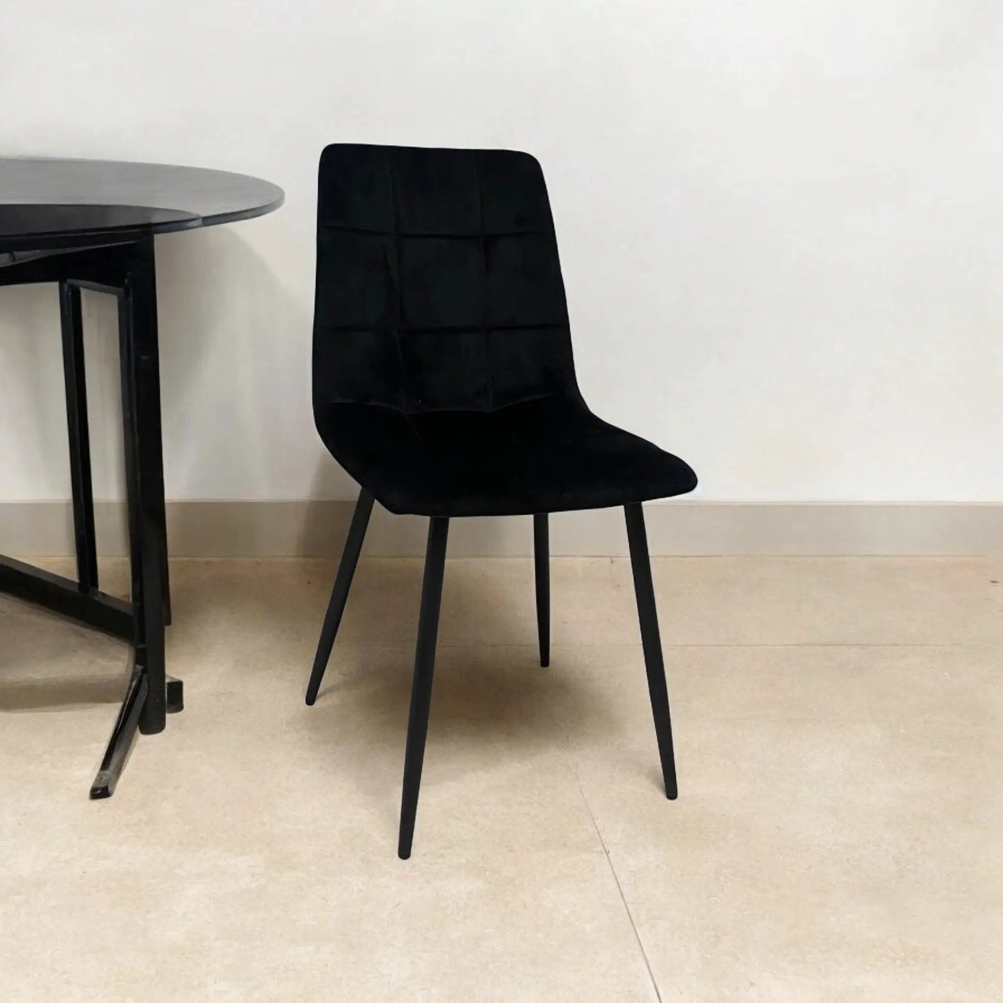 MSL BLACK FABRIC CHAIR BLACK METAL LEGS - Dining Chairs