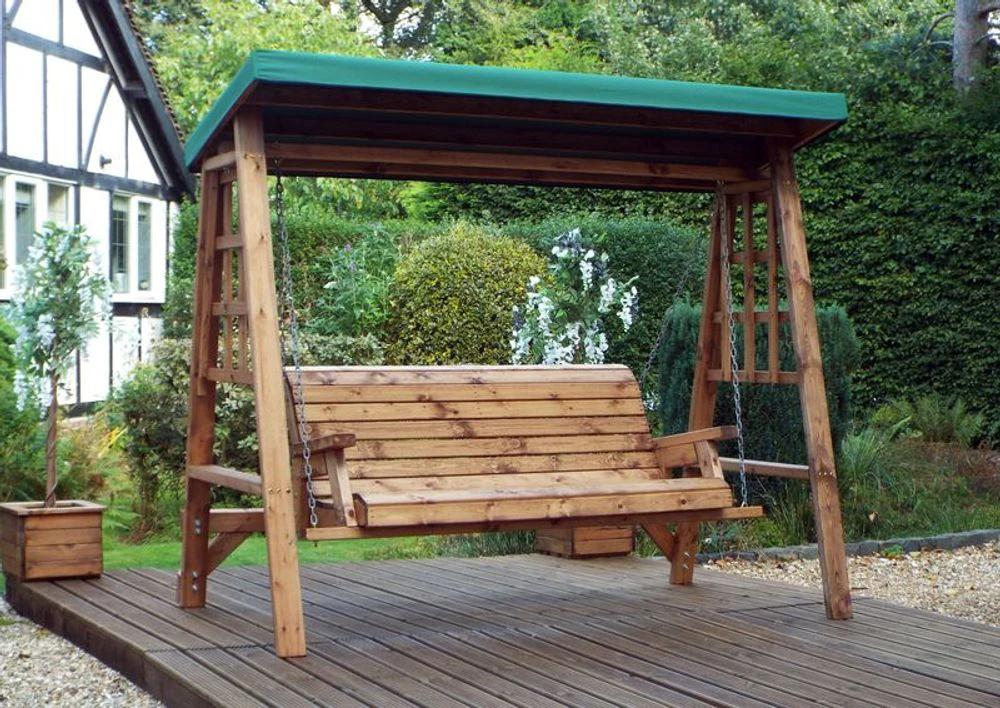 Charles Taylor Trading Dorset Three Seat Garden Swing Green - Uncategorized Garden Chairs