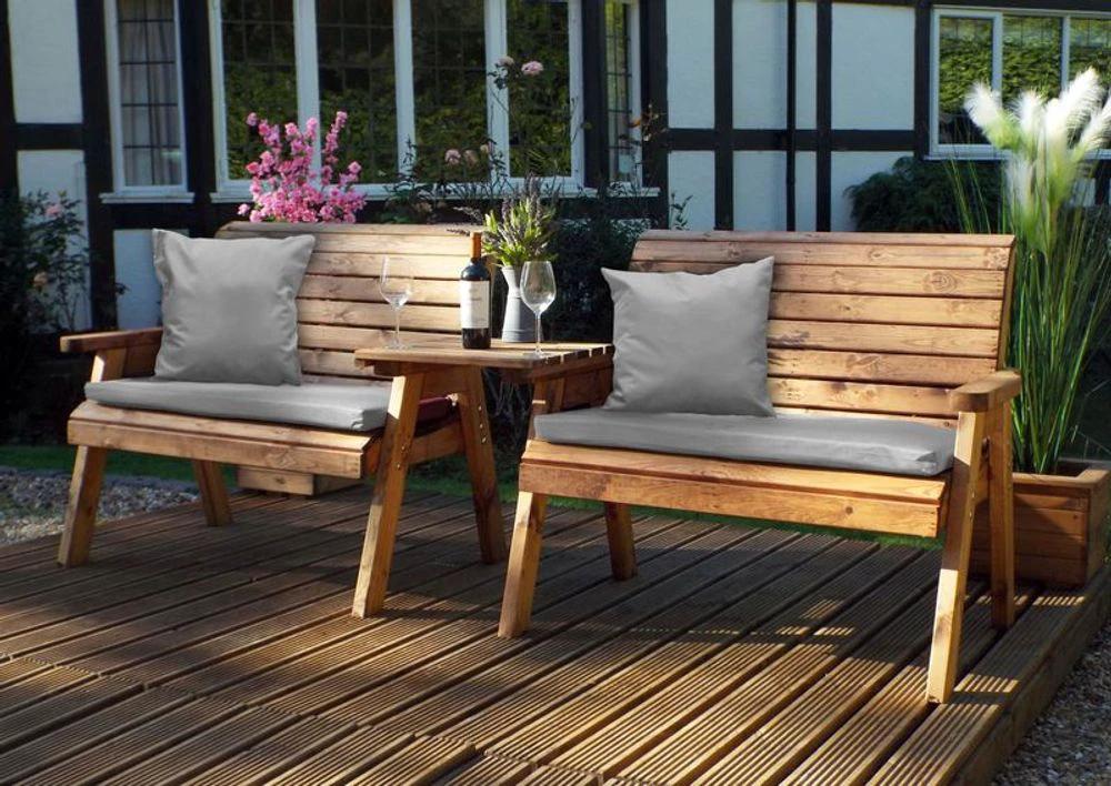 Twin Bench Garden Set Straight by Charles Taylor Trading