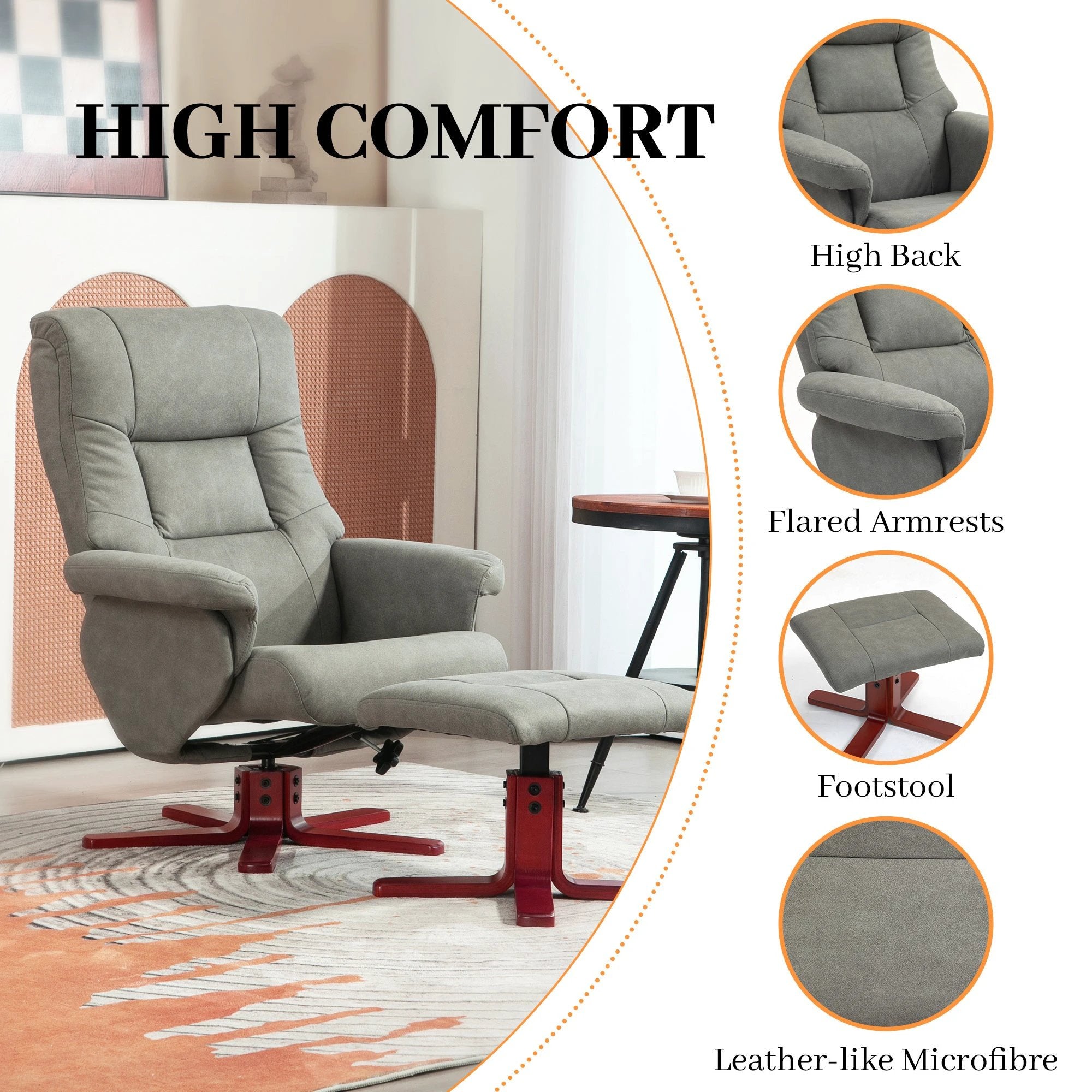 HOMCOM HOMCOM Recliner Chair with Footstool, Backrest Adjustable, Armchair - Recliner