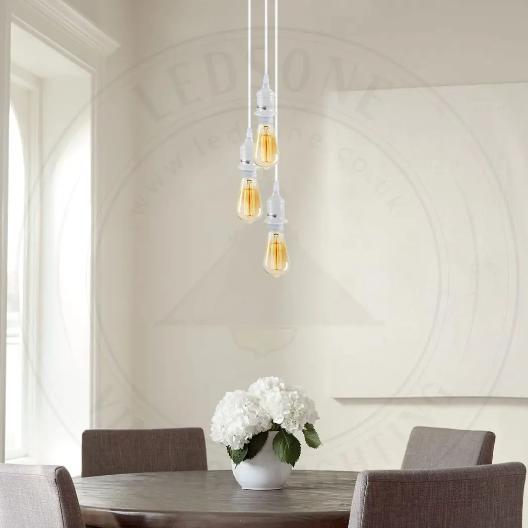 LEDSONE 10 Pack Industrial Pendant Light Fitting, lampshade addable E27 Lamp Holder Fitting Set with PVC Cable - Pendant Lights