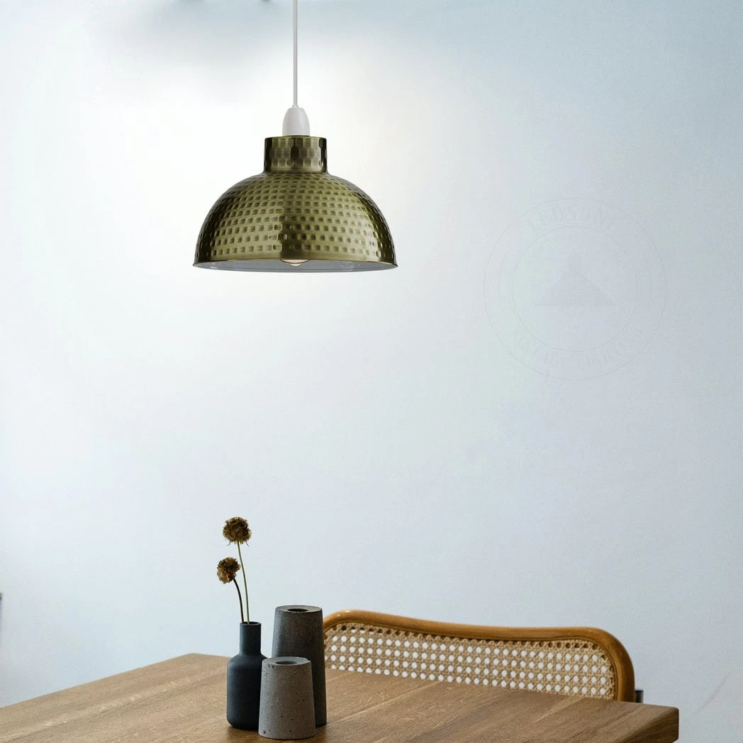 Green Brass Dome Lamp Shade 26cm Easy Fit Home Decor by Un-branded