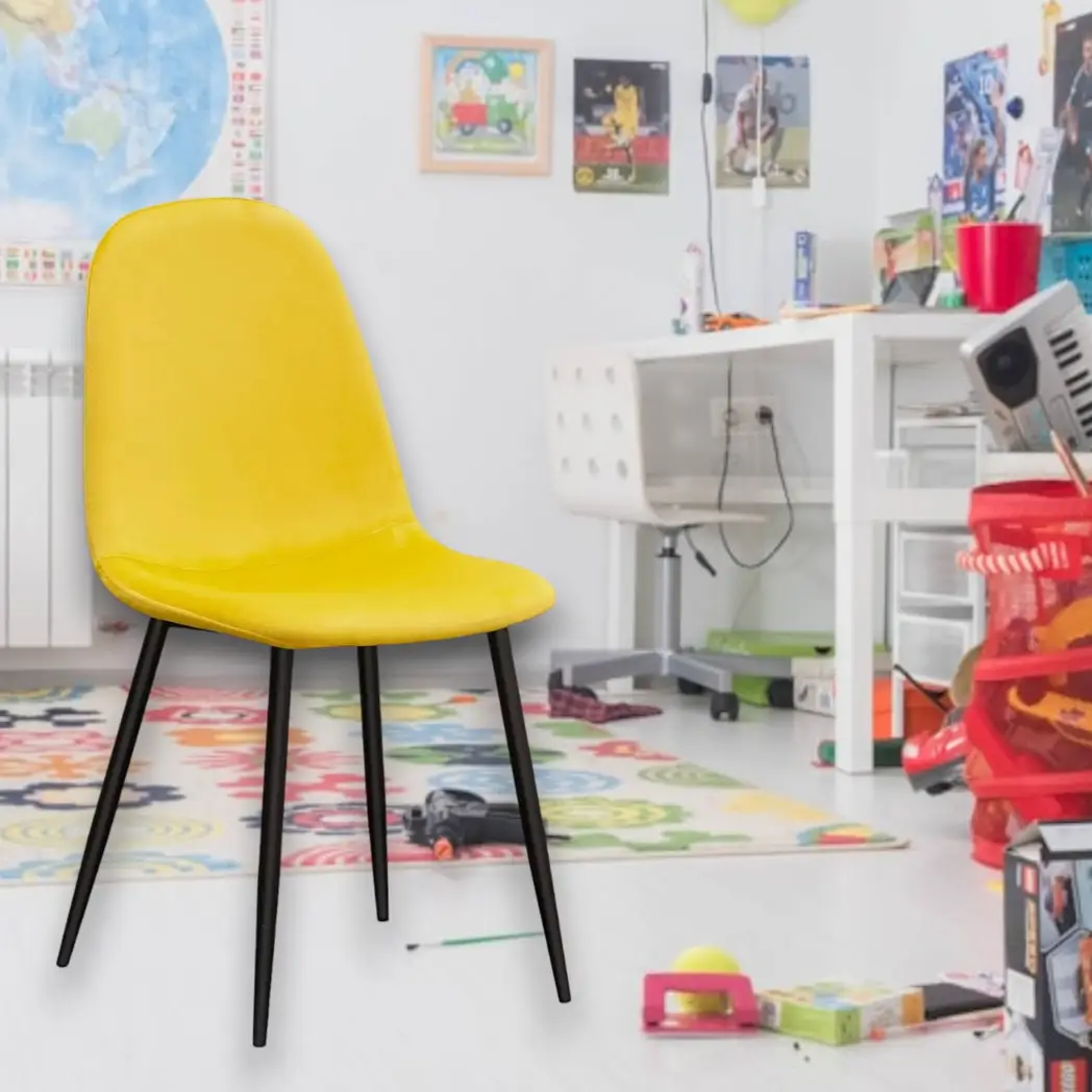 MSL YELLOW FABRIC CHAIR BLACK METAL LEGS - Dining Chairs