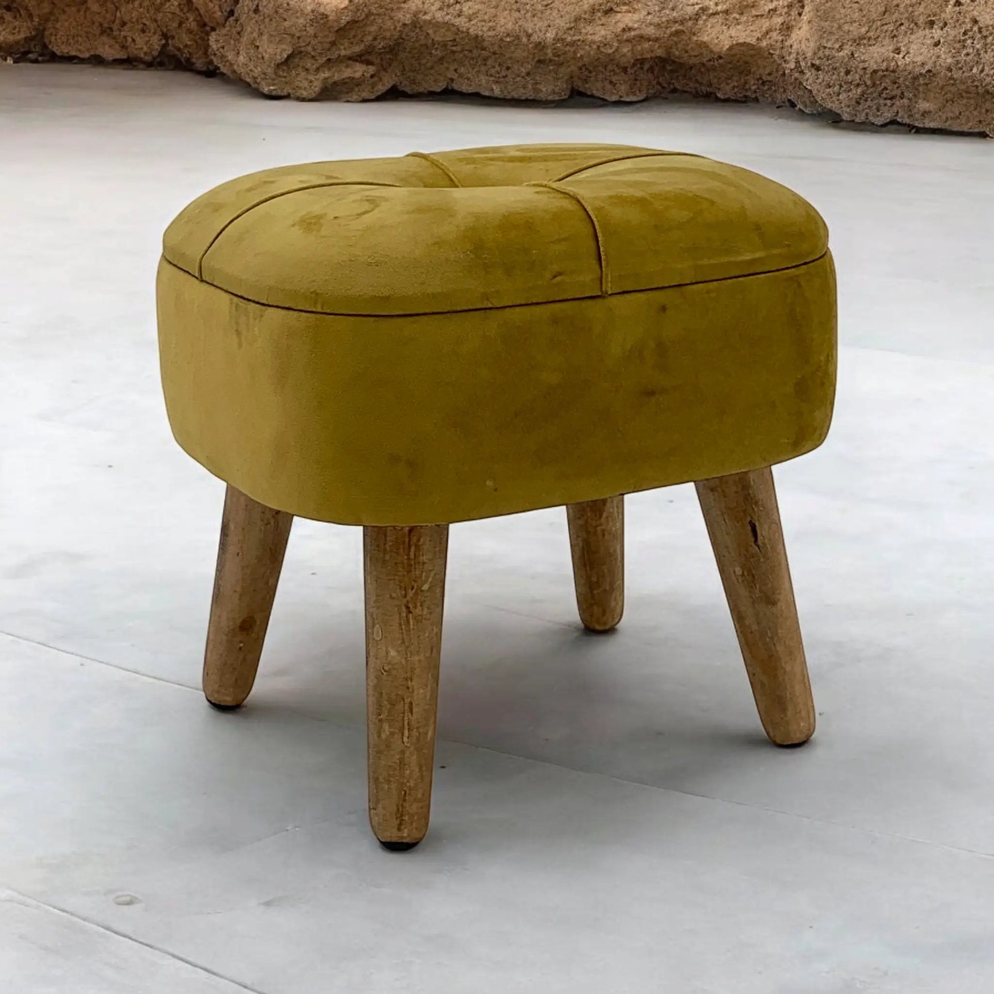 MSL YELLOW WOODEN STOOL - Footstool