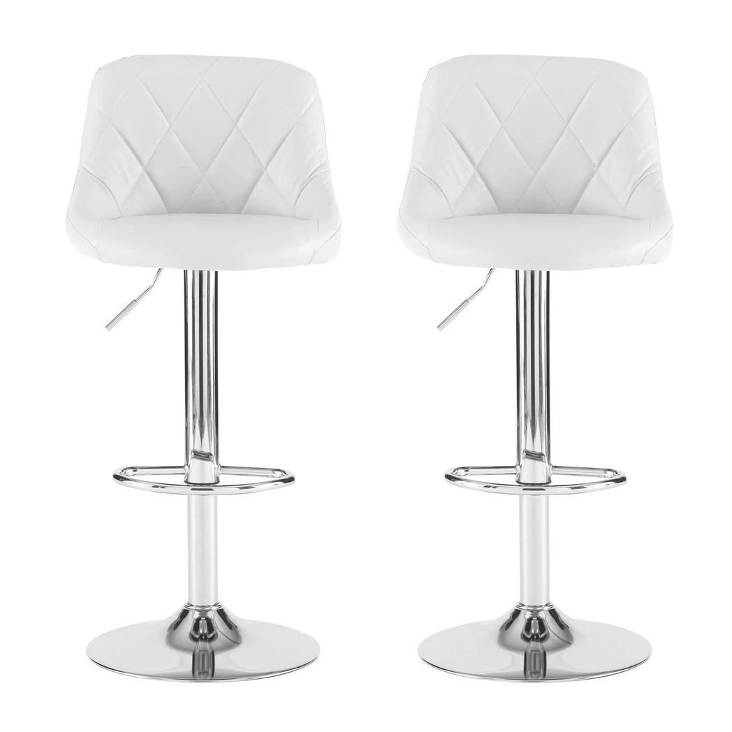 Neo Set of Two White Leather Bar Stools by Neo