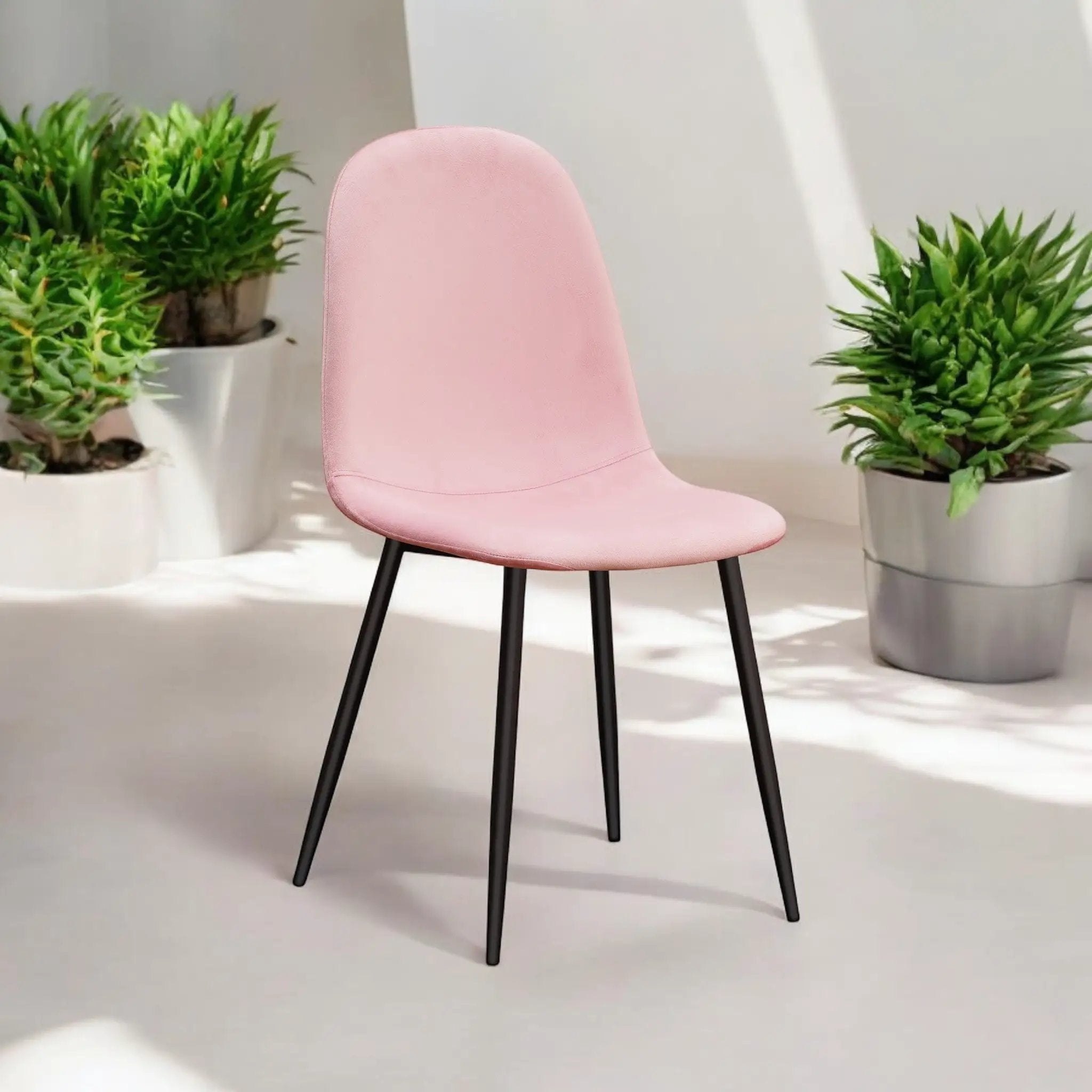 MSL PINK FABRIC CHAIR BLACK METAL LEGS - Dining Chairs