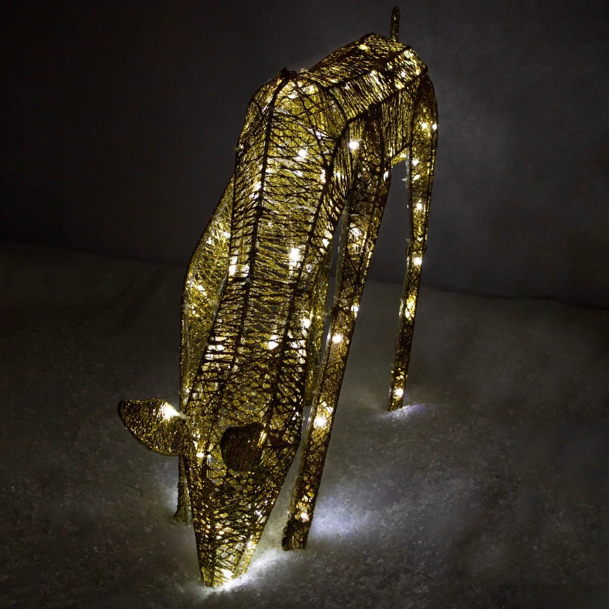 Light Up Reindeer Gold Grazing Doe - 61cm 120 Ice White LED by Monster Shop