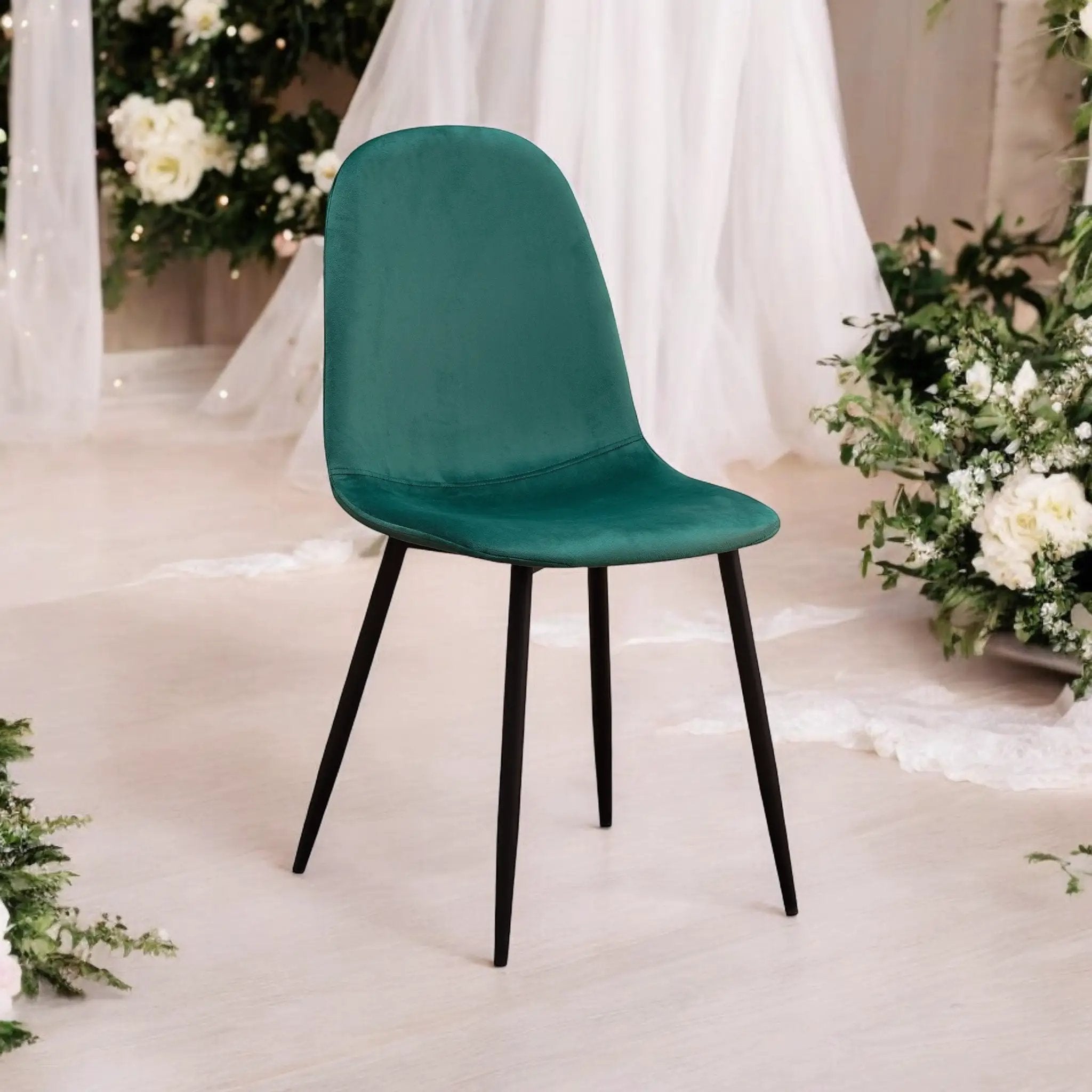 MSL GREEN FABRIC CHAIR BLACK METAL LEGS - Dining Chairs
