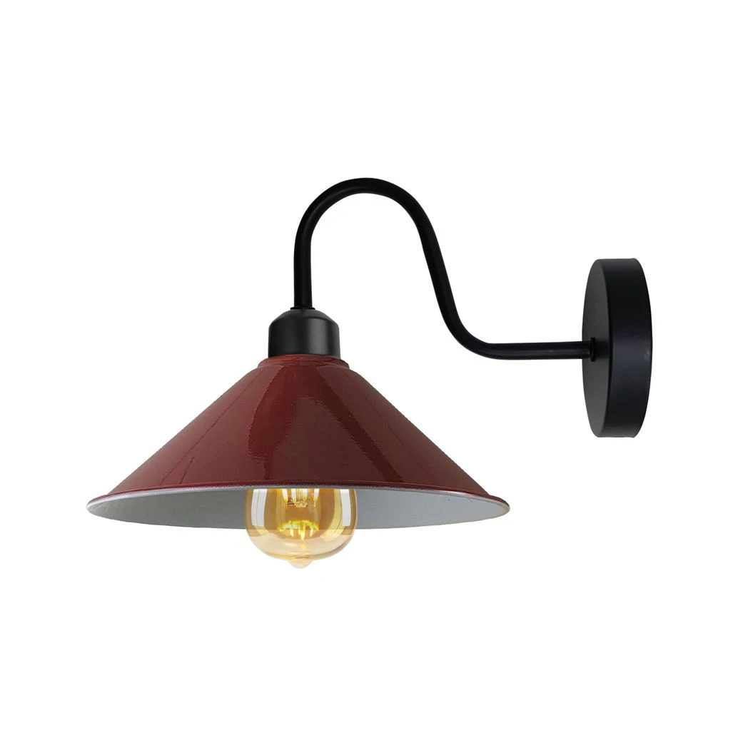 Un-branded Burgandy Wall Light E27 Cone Shade Swan Neck Indoor Use - Wall Lights