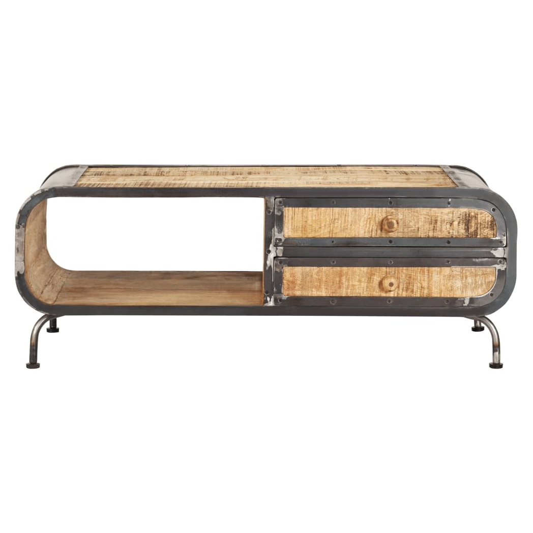 vidaXL VidaXL Coffee Table 100x50x35 Cm Solid Mango Wood Antique Style With Drawers For Living Room - Coffee Table