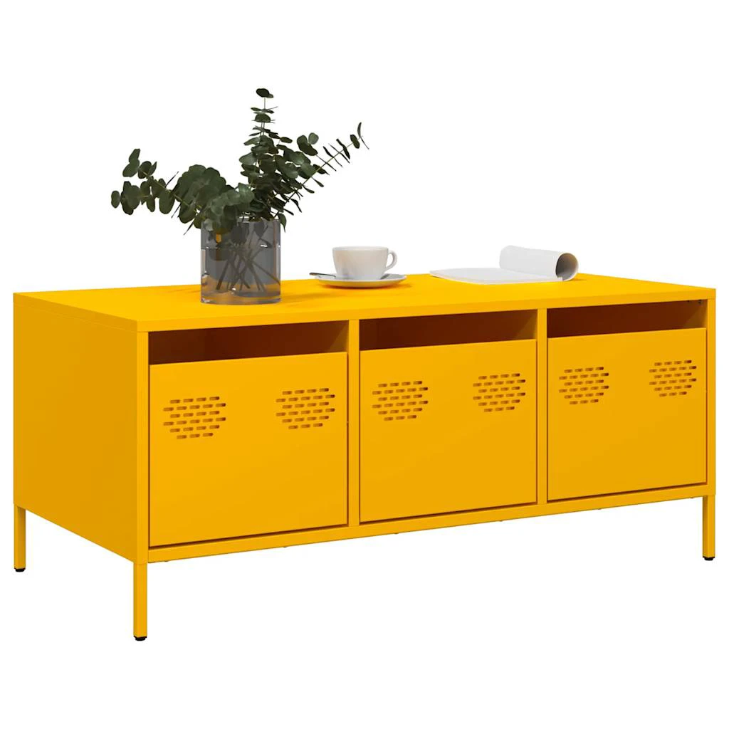 VidaXL Coffee Table 101.5x50x43.5 Mustard Steel by vidaXL