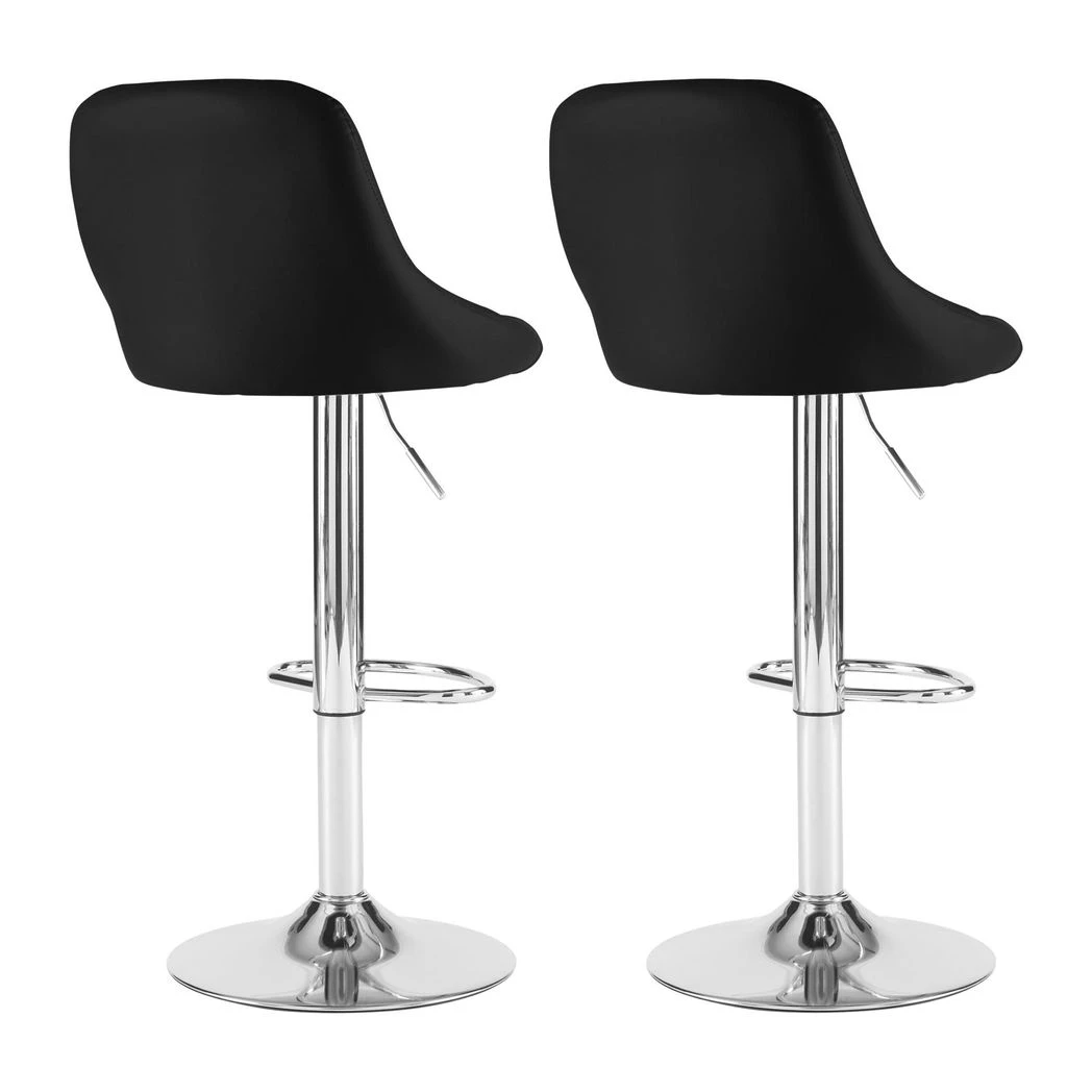 Neo Set of Two Black Leather Bar Stools by Neo