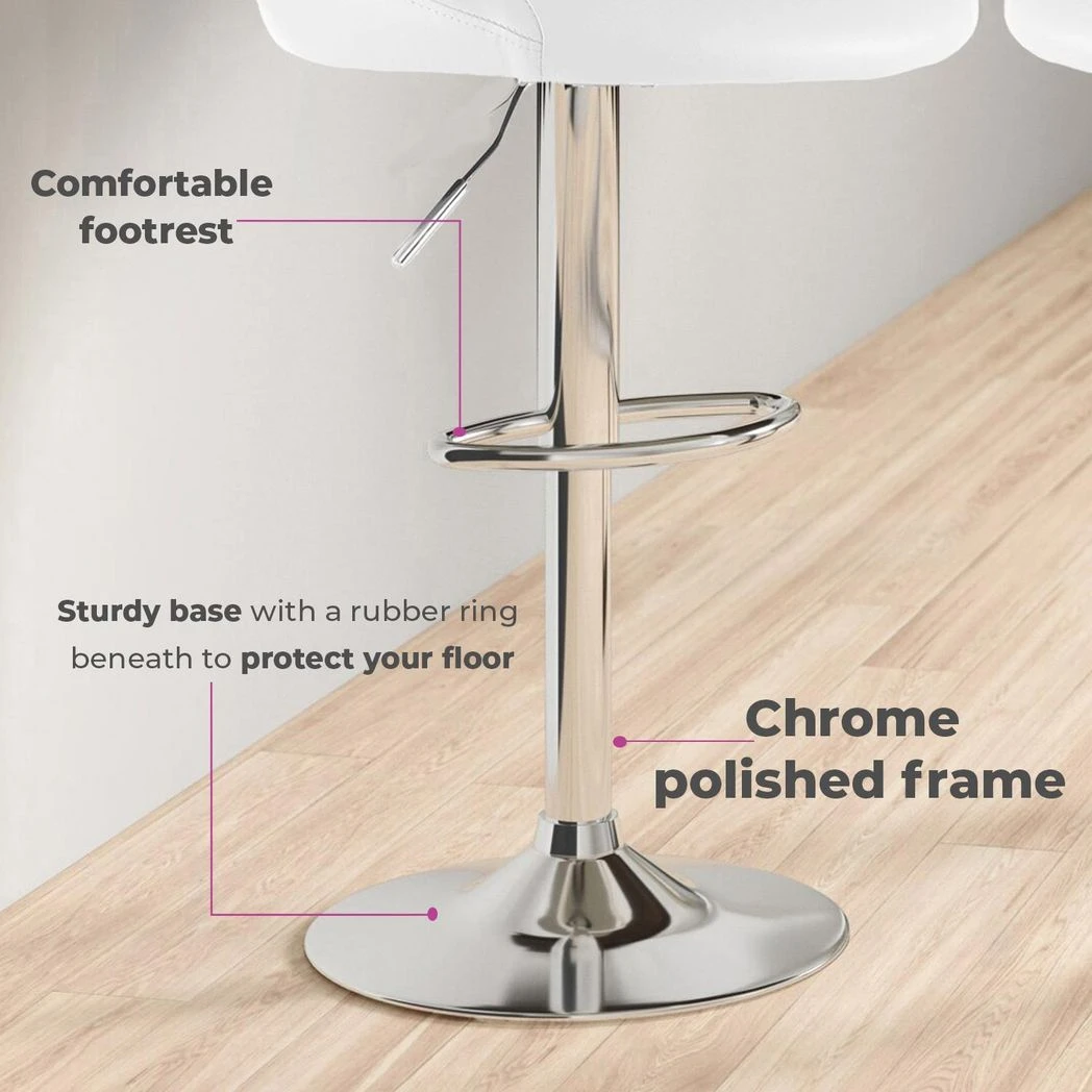 Neo Set of Two White Leather Bar Stools by Neo
