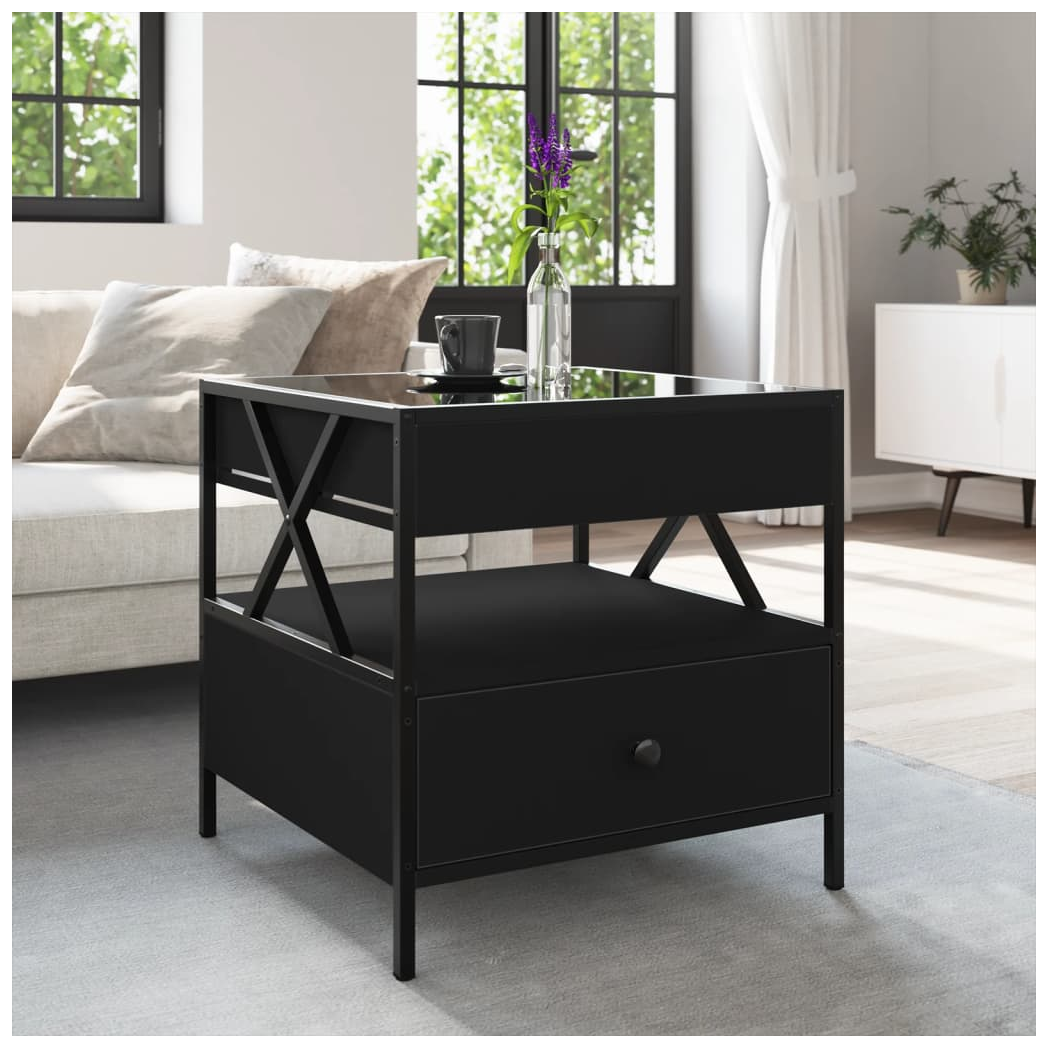 VidaXL Infinity LED Coffee Table 50x50x51 cm Black For Modern Living Room Decor by vidaXL