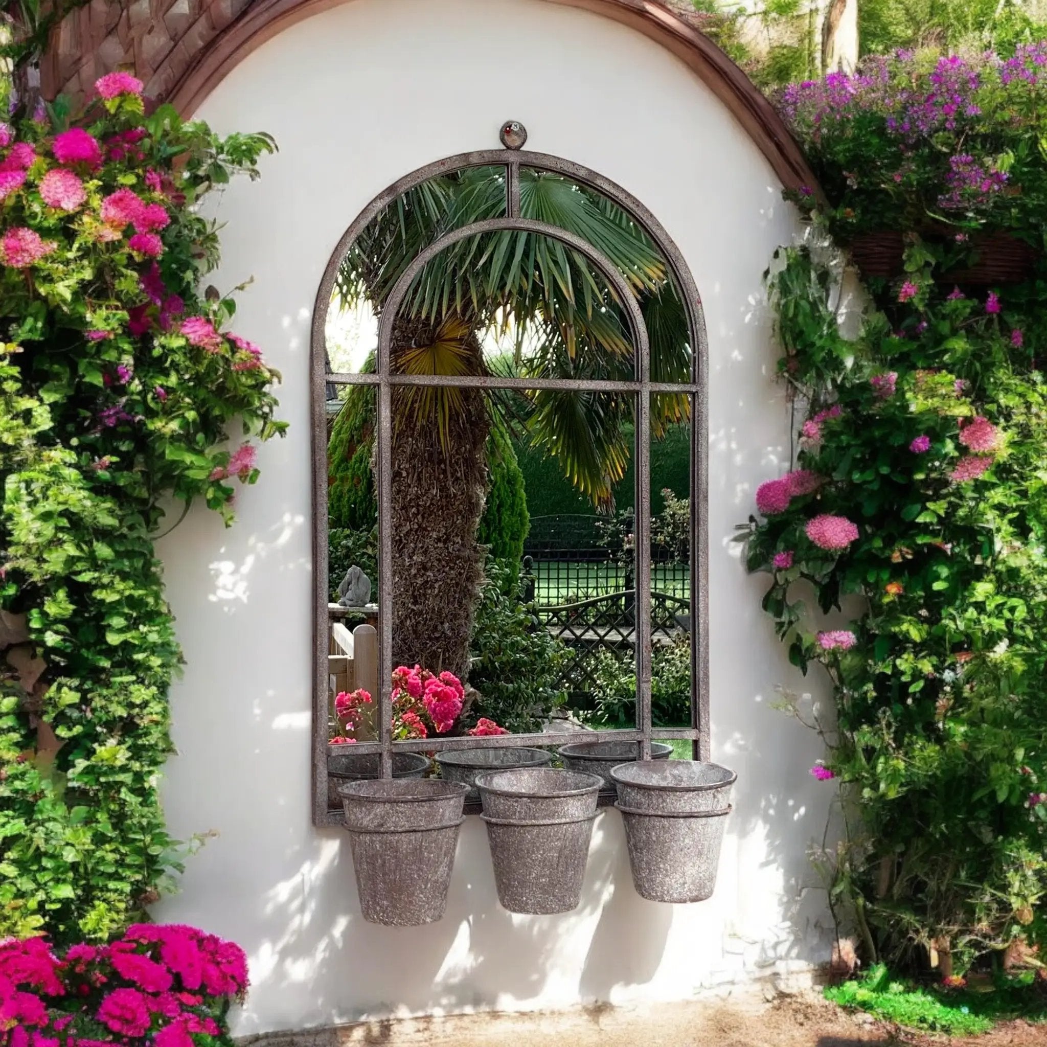 MSL 80CM WALL MIRROR WITH TRIPLE PLANTER - Planters