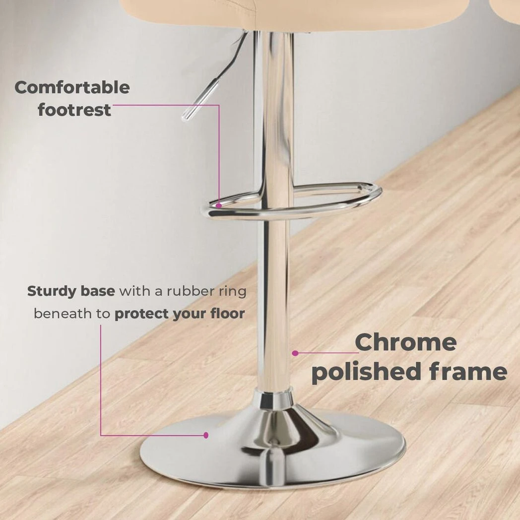 Neo Neo Set of Two Cream Leather Bar Stools -