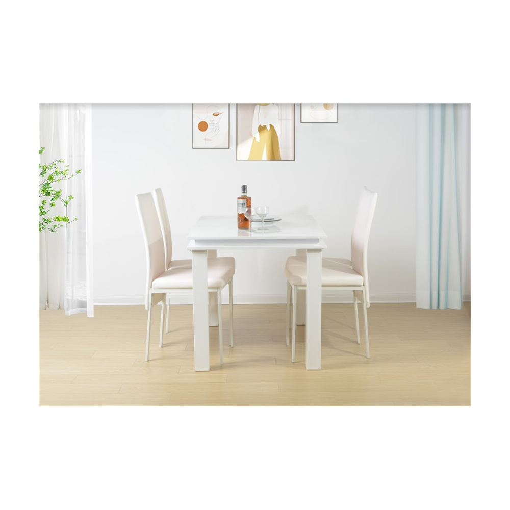 Effulgence 5 Piece Dining Table Set High Gloss WHITE with Blue LED Light - EFFULGENCE - Uncategorized Dining Set