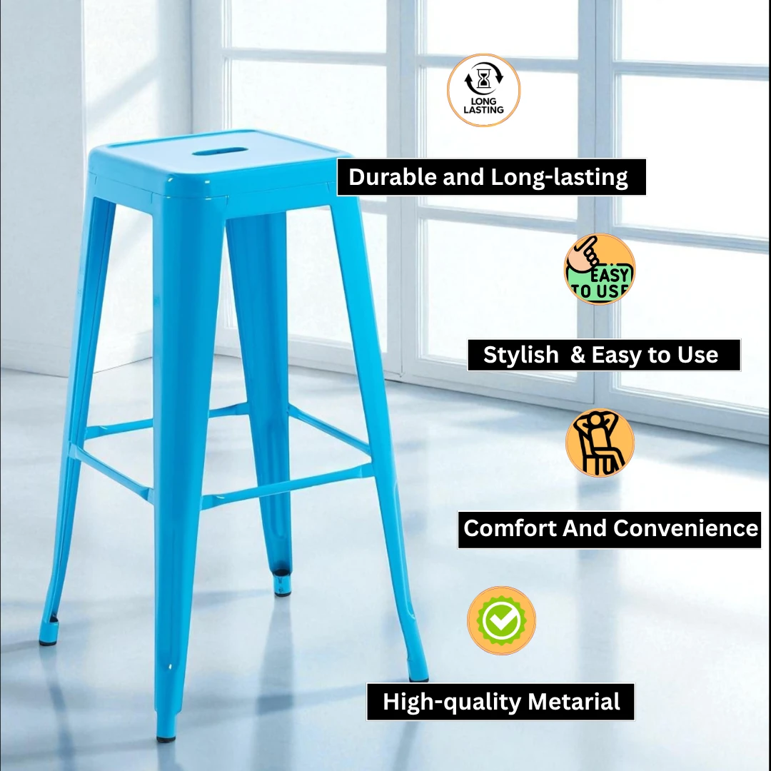 MSL 76CM BLUE METAL BAR STOOL -