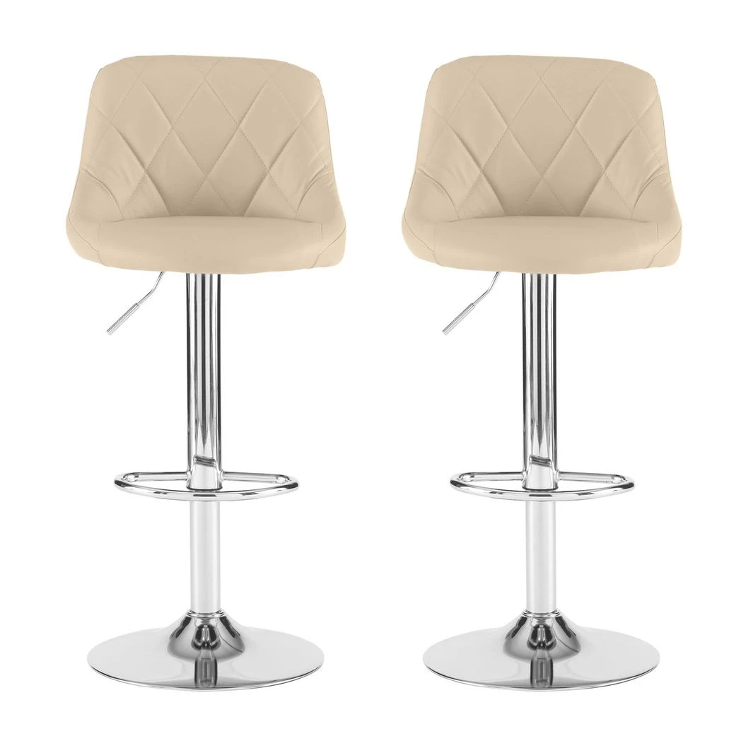 Neo Neo Set of Two Cream Leather Bar Stools -