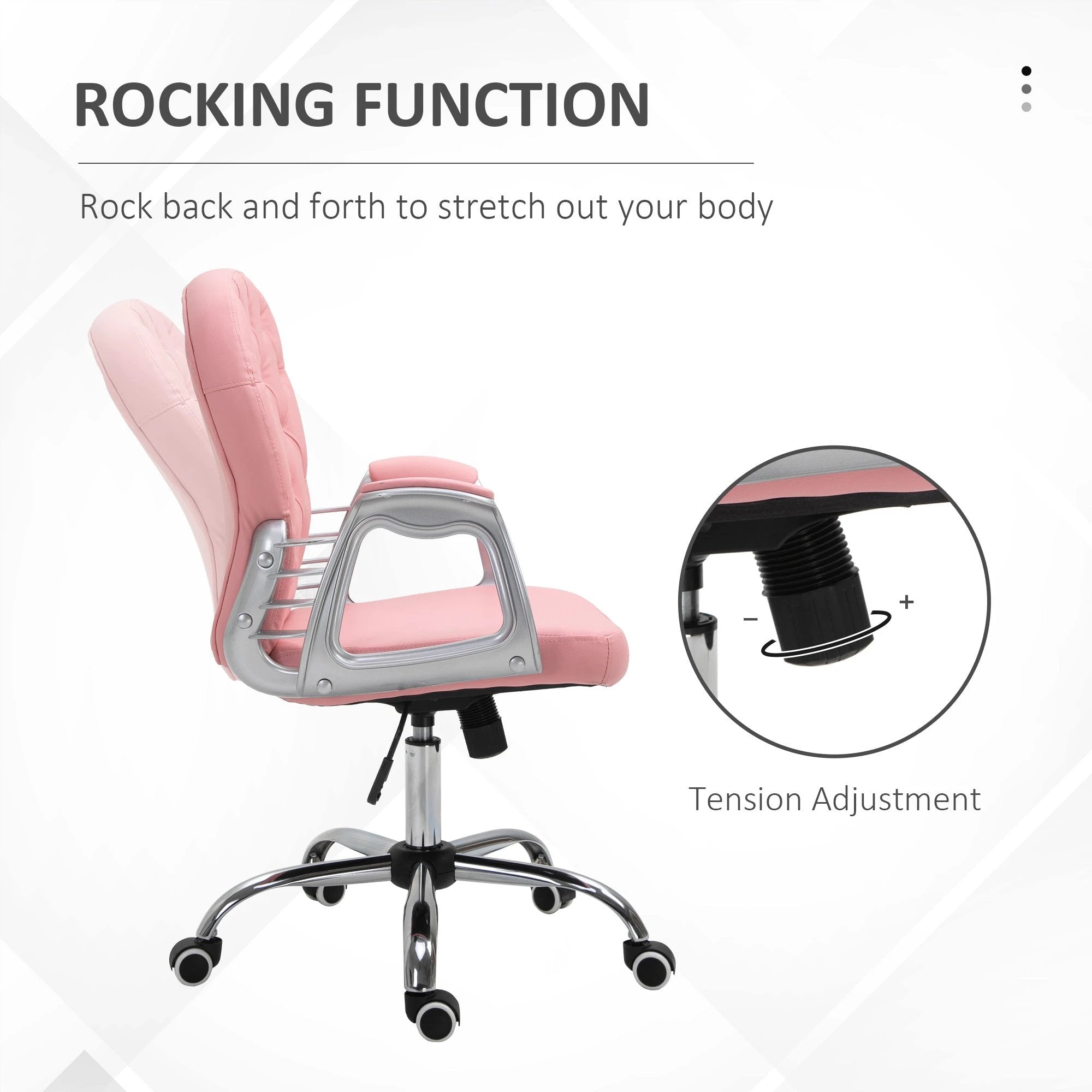 Vinsetto Vinsetto Office Chair PU Diamante Padded Ergonomic 360° Swivel - Office Chair