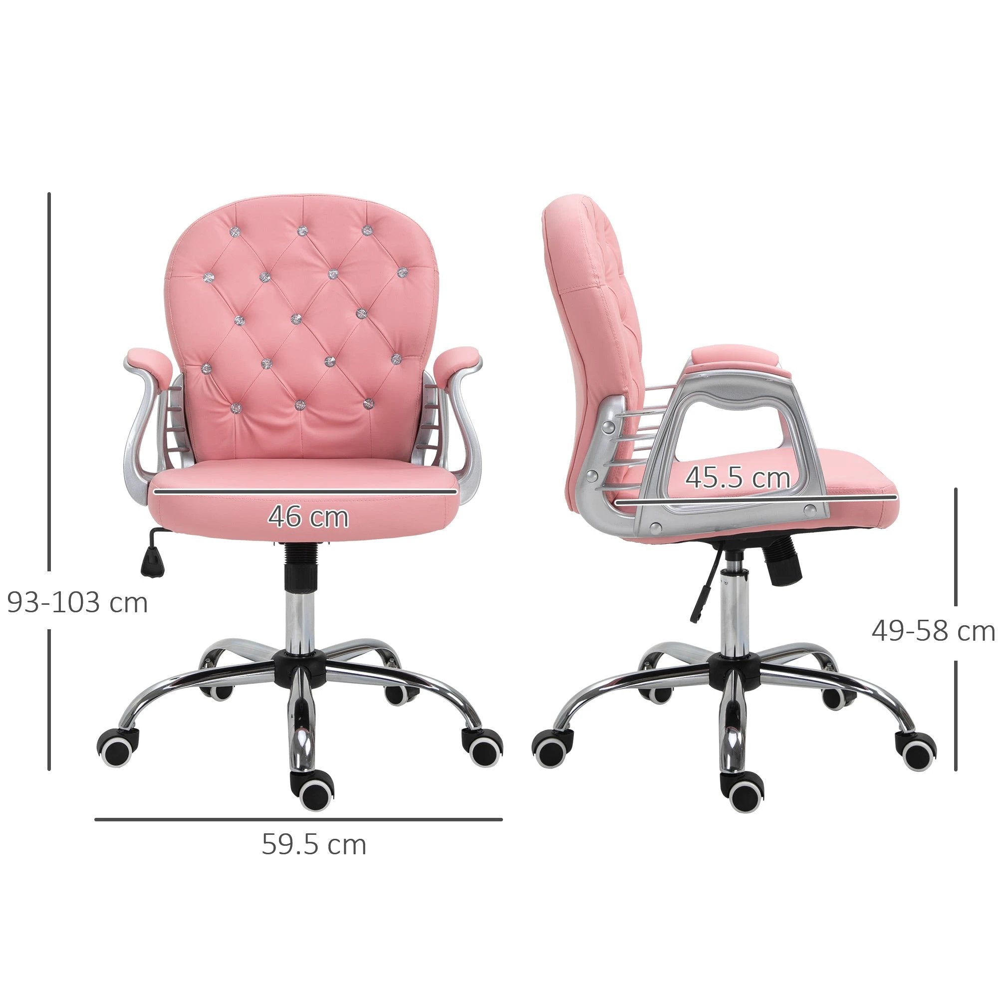Vinsetto Vinsetto Office Chair PU Diamante Padded Ergonomic 360° Swivel - Office Chair