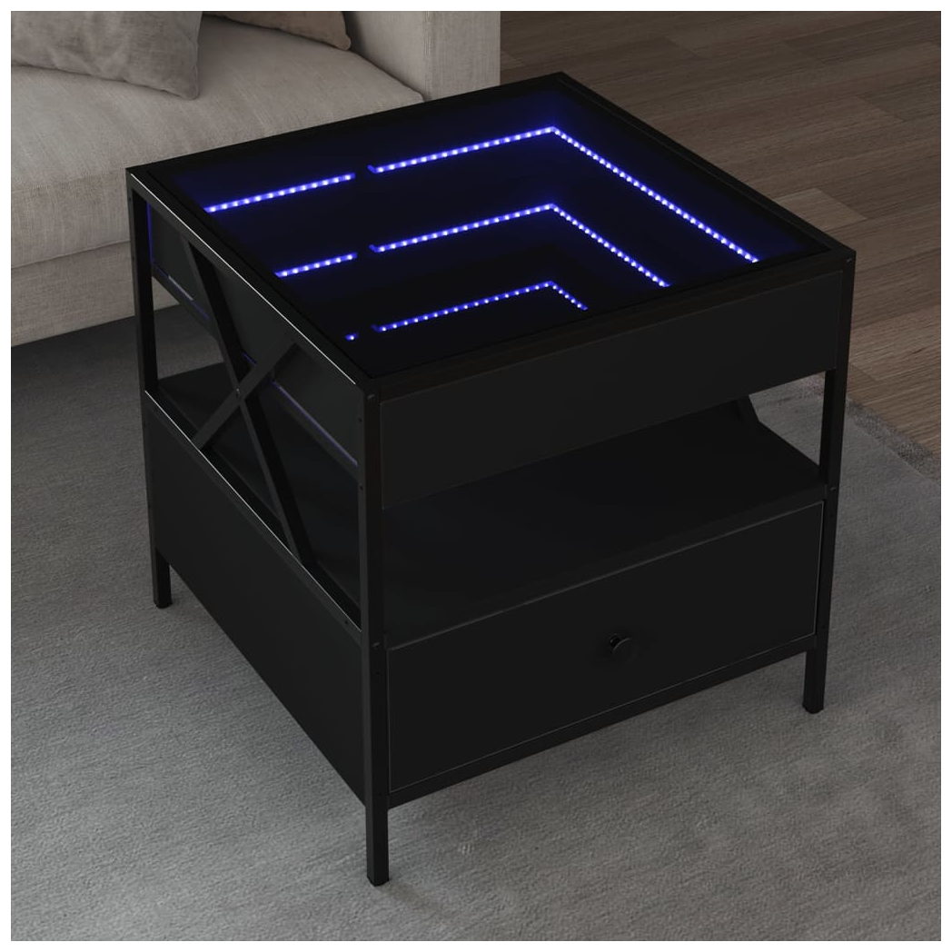 VidaXL Infinity LED Coffee Table 50x50x51 cm Black For Modern Living Room Decor by vidaXL
