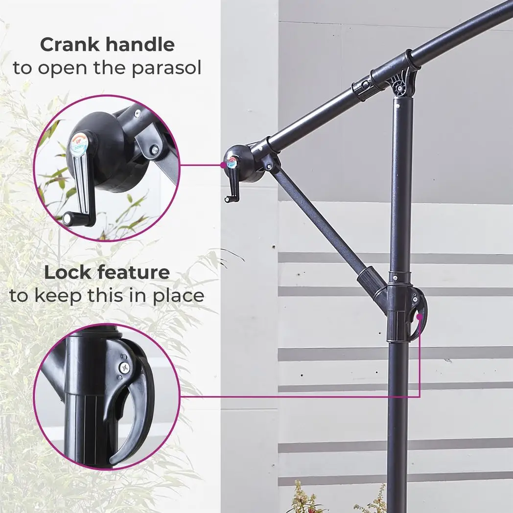 Neo Neo 3M Grey Outdoor Freestanding Parasol with Led Lights - Parasol