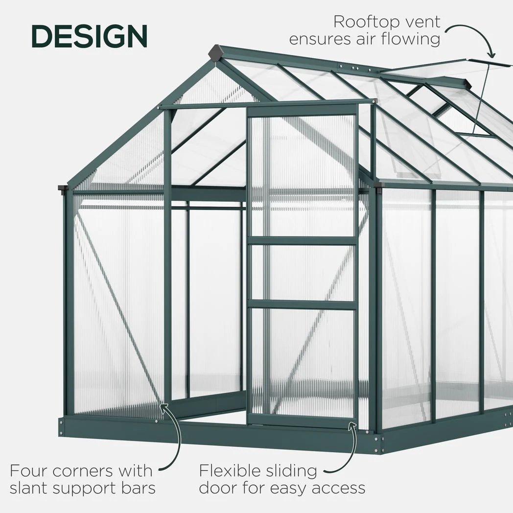 Clear Large Walk-In Greenhouse Garden Plants Grow Galvanized Base, Slide Door by Outsunny