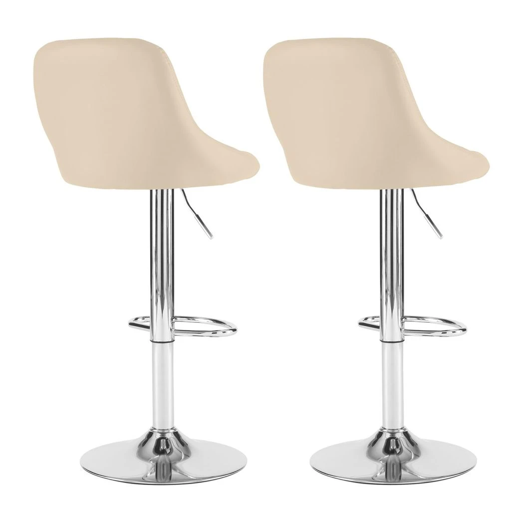 Neo Neo Set of Two Cream Leather Bar Stools -